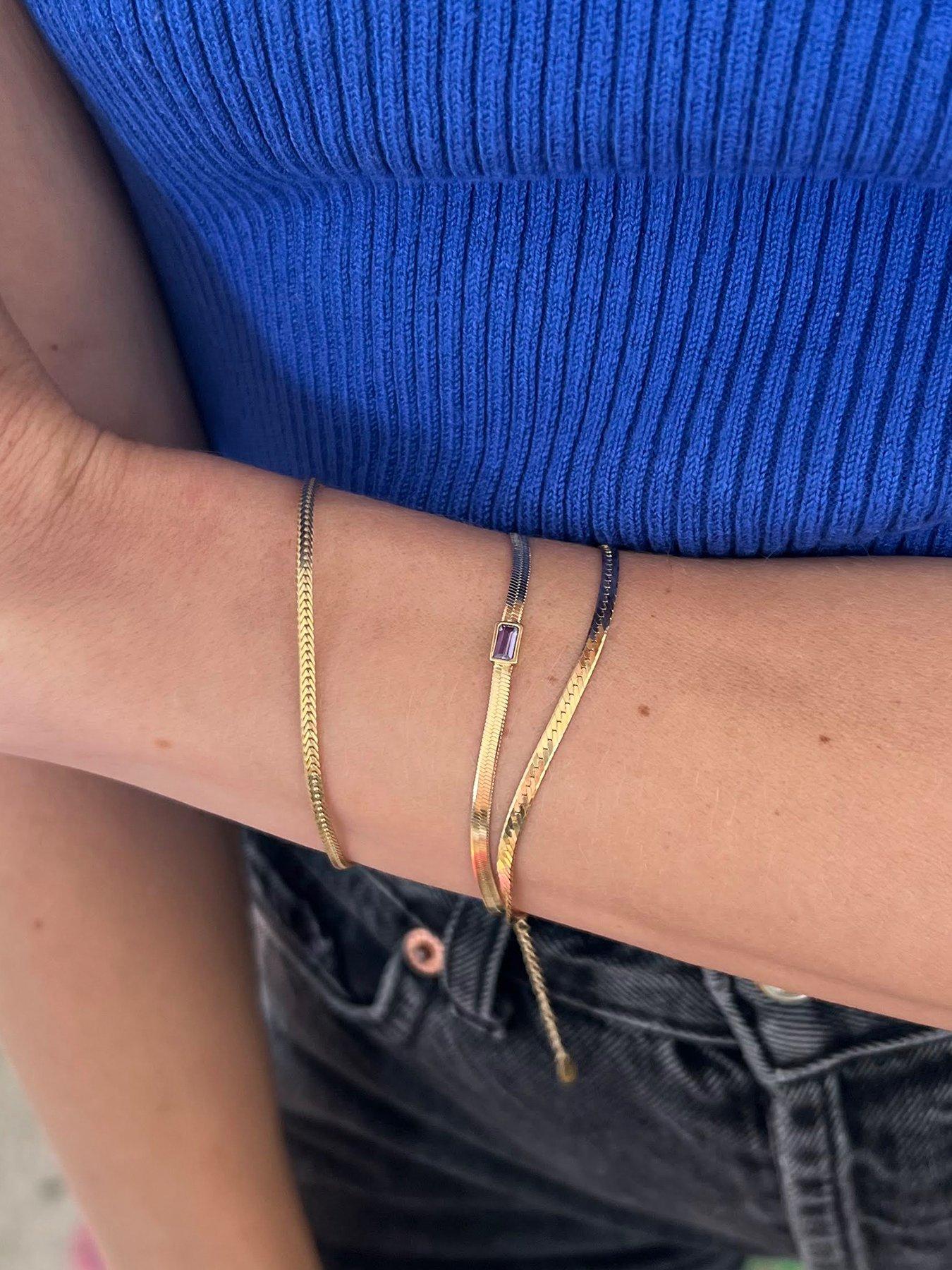 Image 2 of 4 of Seol + Gold Flat Snake Chain Bracelet