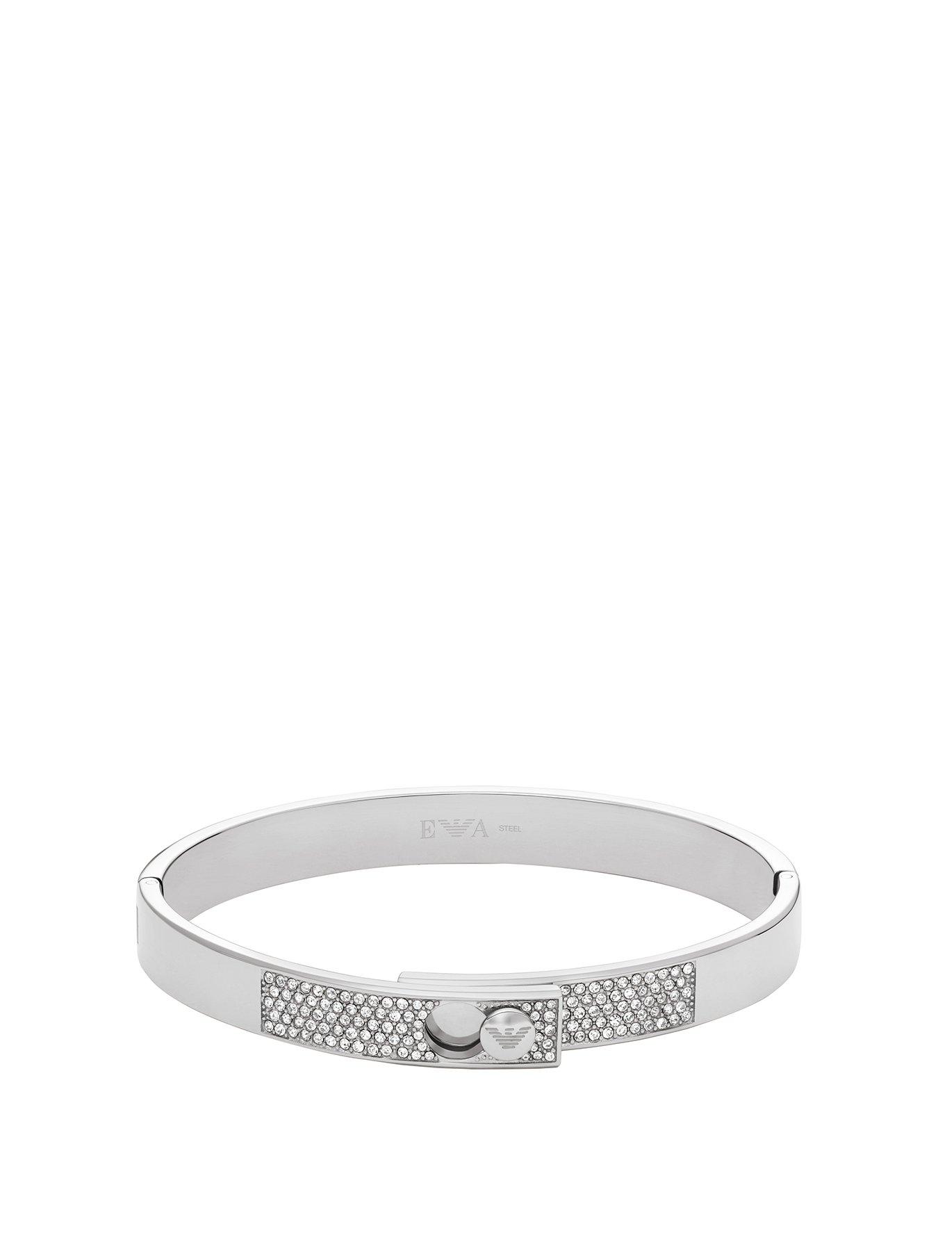 Emporio Armani Stainless Steel with Crystals Setted Bangle Bracelet