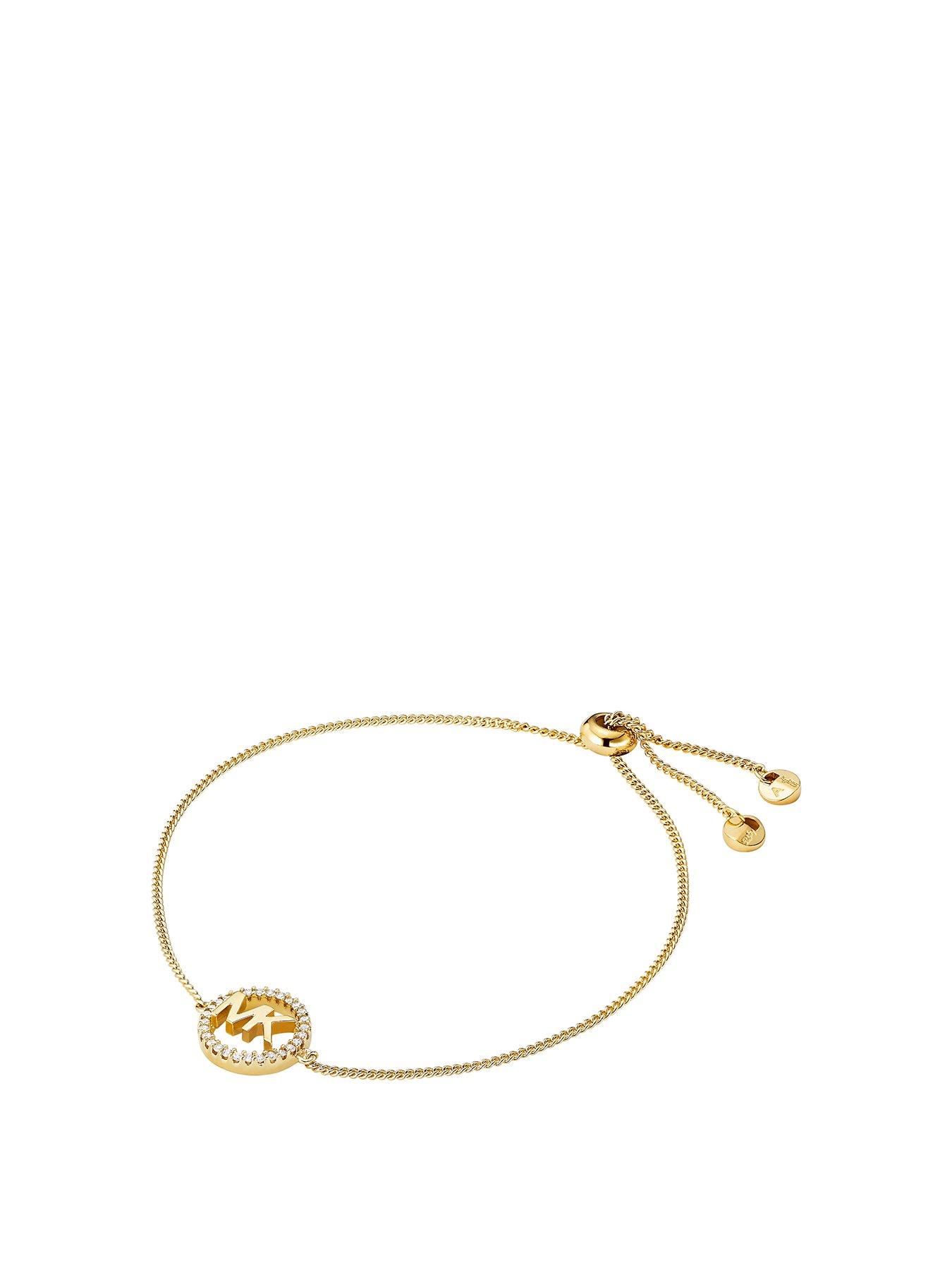 undefined 14k Gold-Plated Sterling Silver Logo Slider Bracelet