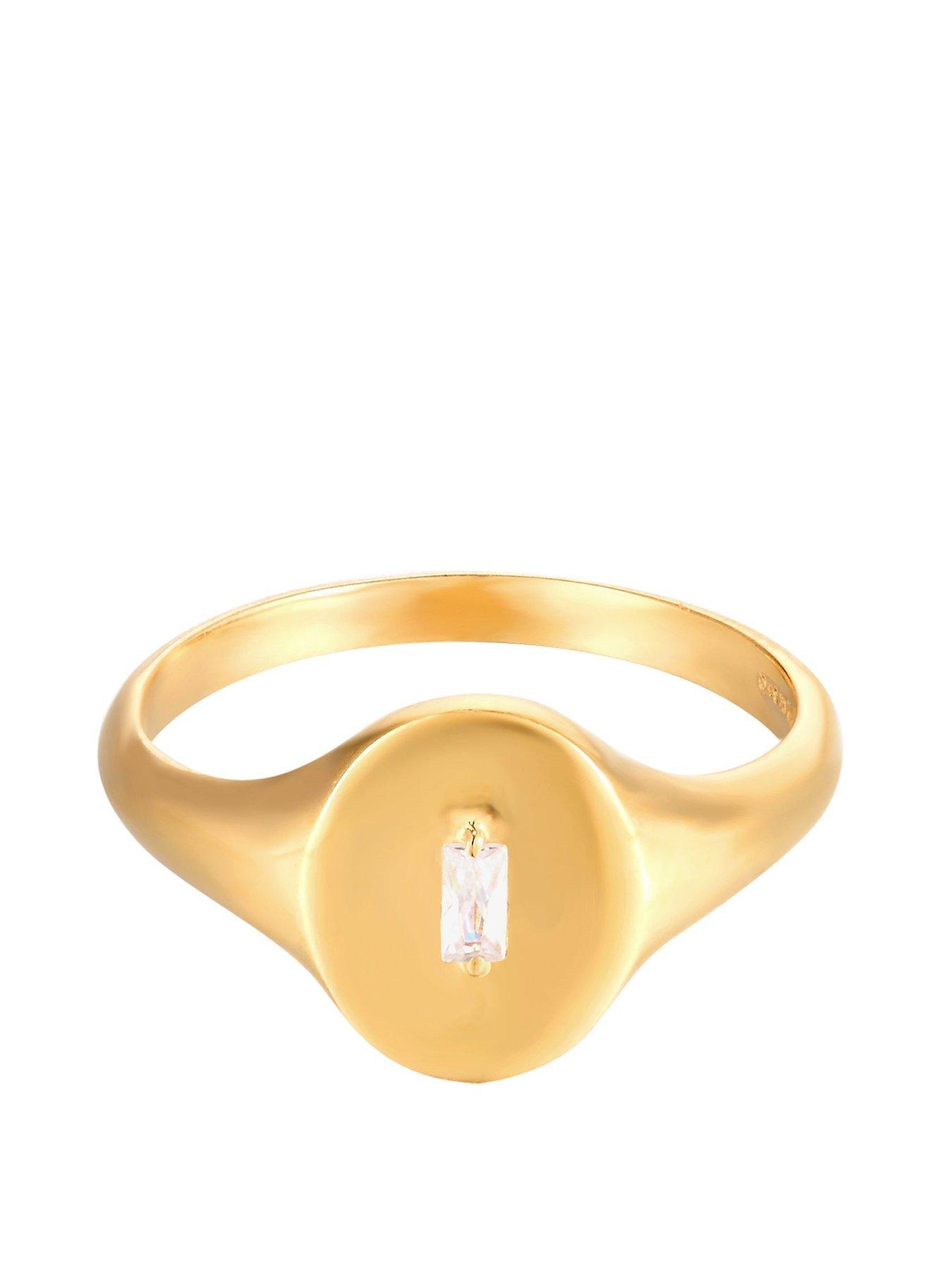 Seol + Gold Baguette CZ Signet Ring
