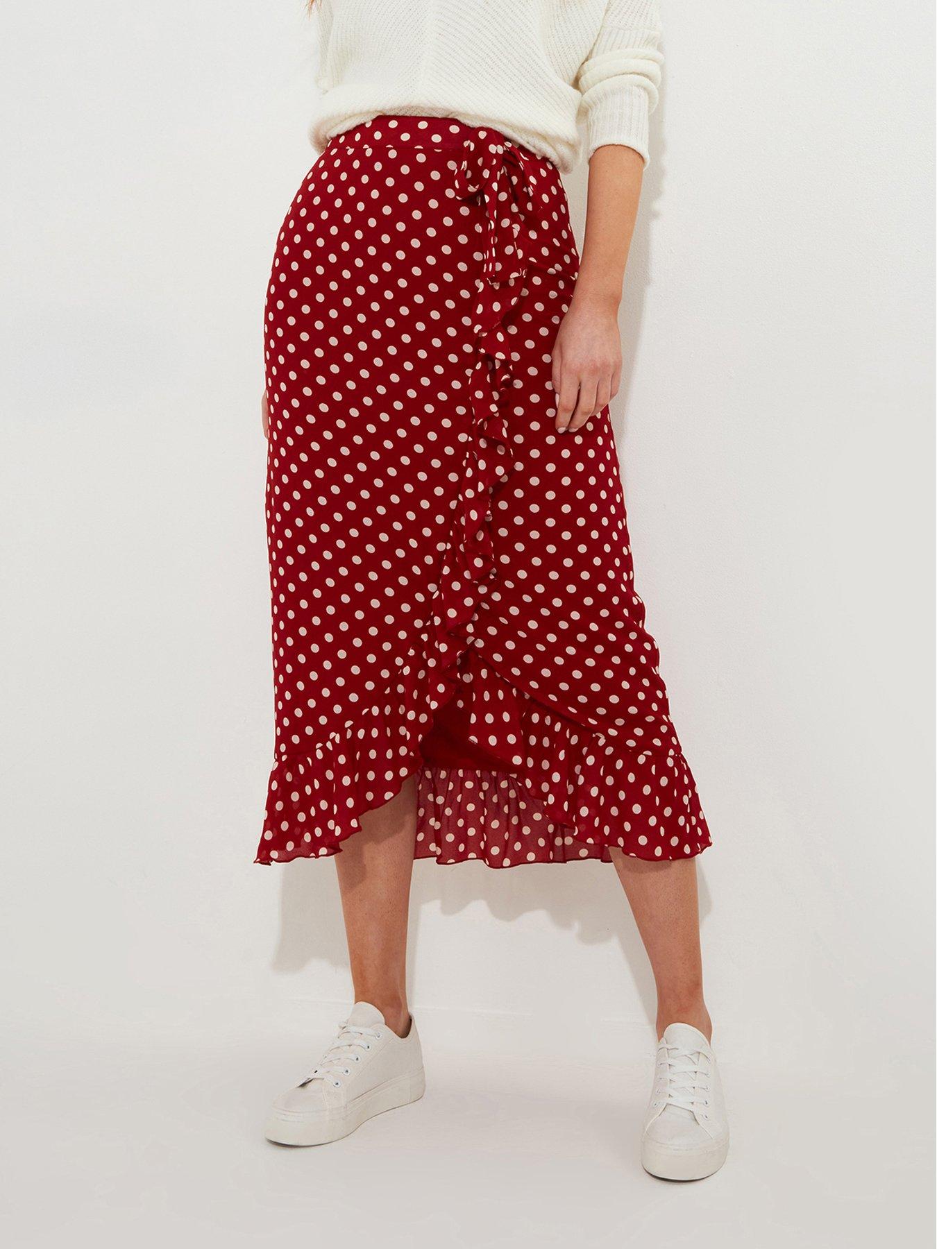 undefined Polka Dot Midi Skirt - Red
