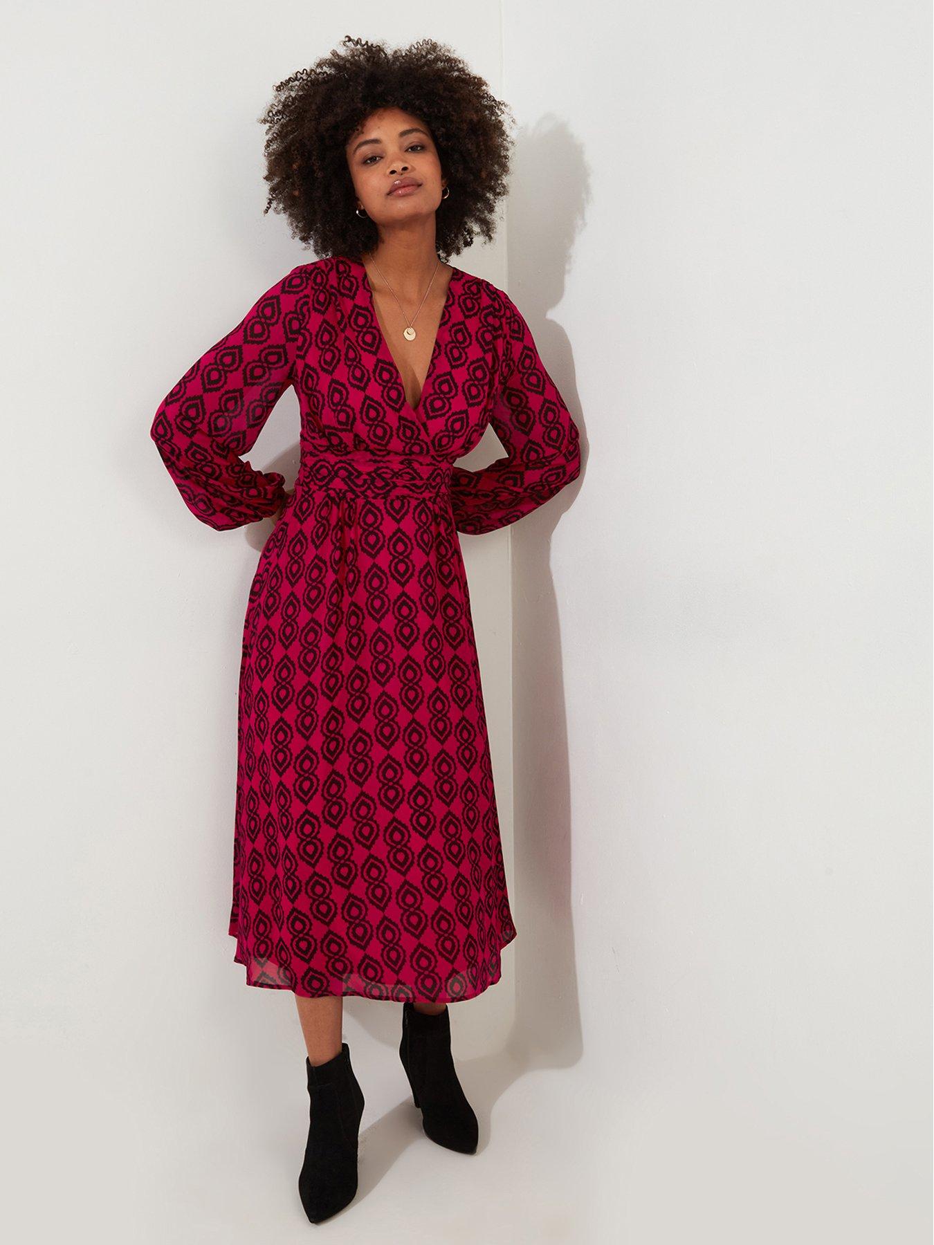 undefined Petite Geometric Print Midi Dress - Pink