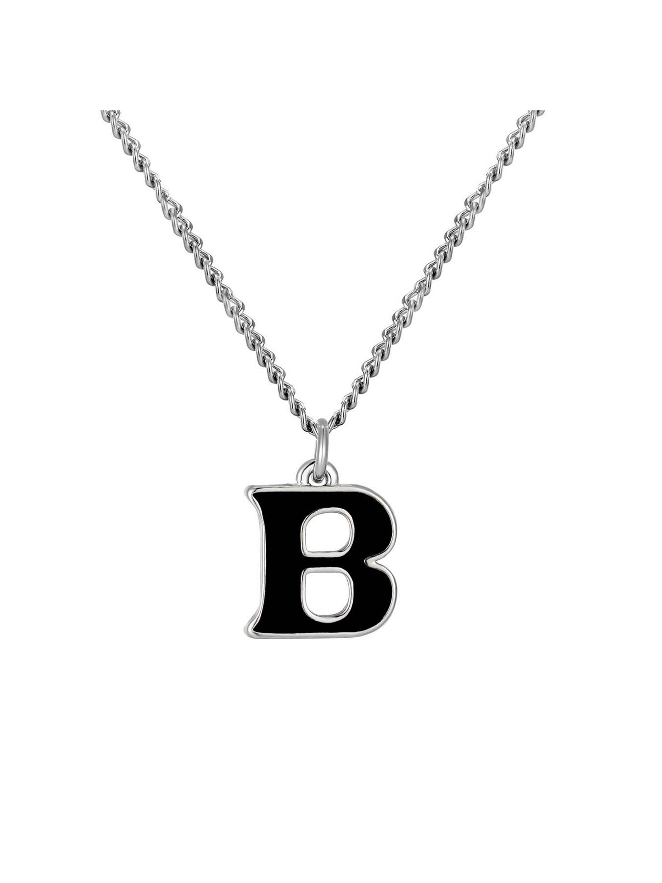  image of the-love-collection-sterling-silver-enamel-alphabet-charm-with-chain-black