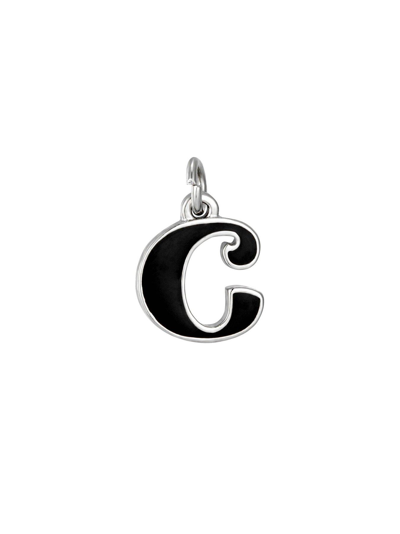  image of the-love-collection-sterling-silver-enamel-alphabet-charm-with-chain-black