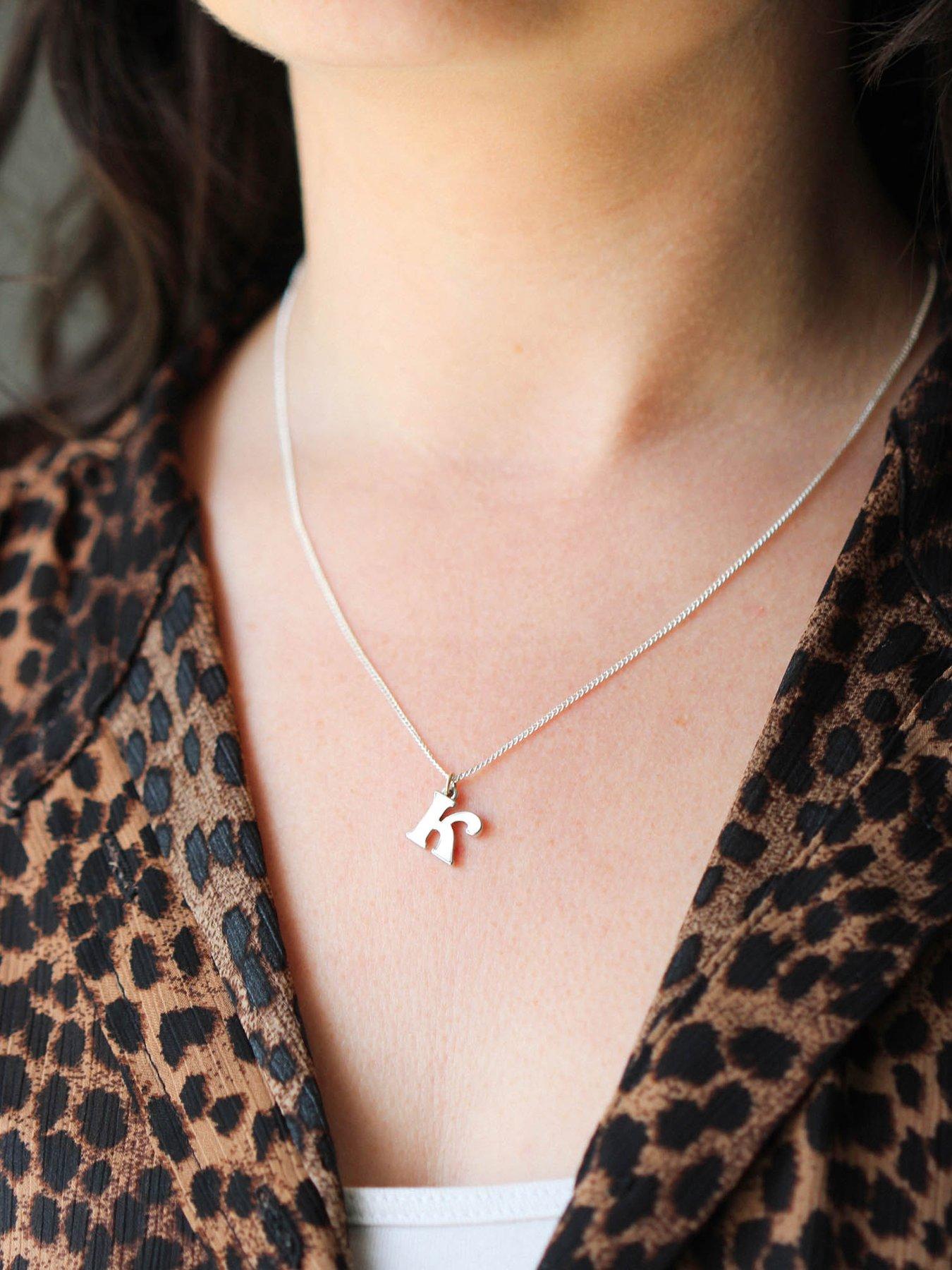 Image 2 of 3 of The Love Collection Sterling Silver Enamel alphabet Charm with Chain - White