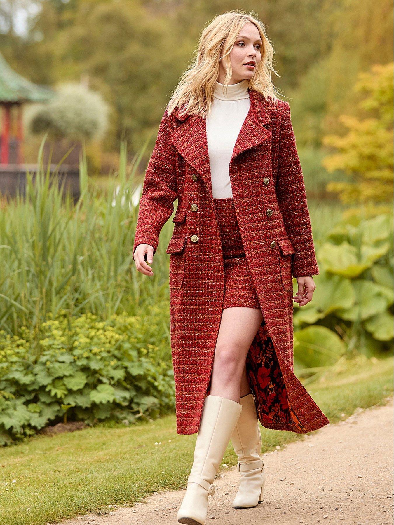 Joe Browns Maya Tweed Maxi Coat Orange Littlewoods