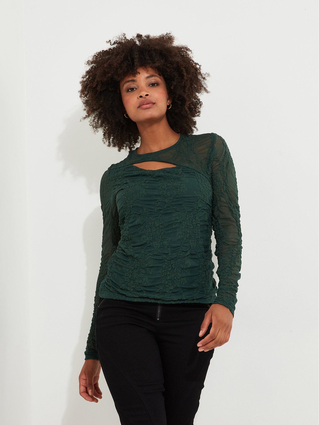 undefined Cut Out Detail Top - Green
