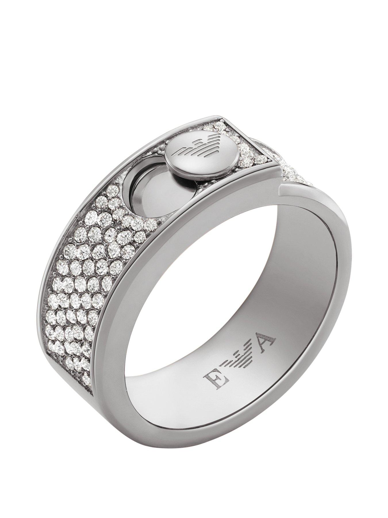 undefined Stainless Steel with Crystals Setted Band Ring