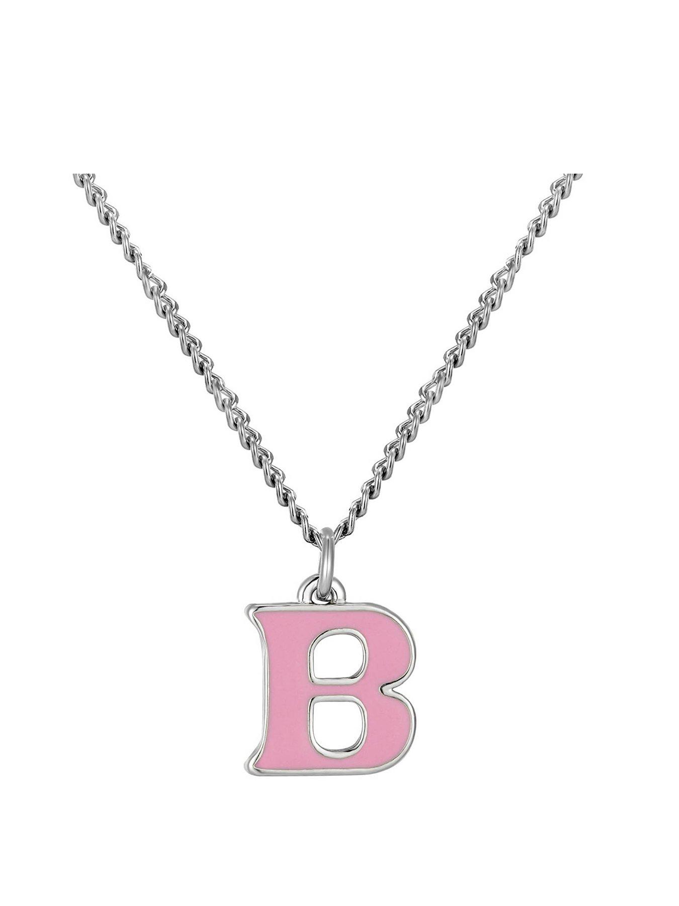 undefined Sterling Silver Enamel alphabet Charm with Chain - Lilac