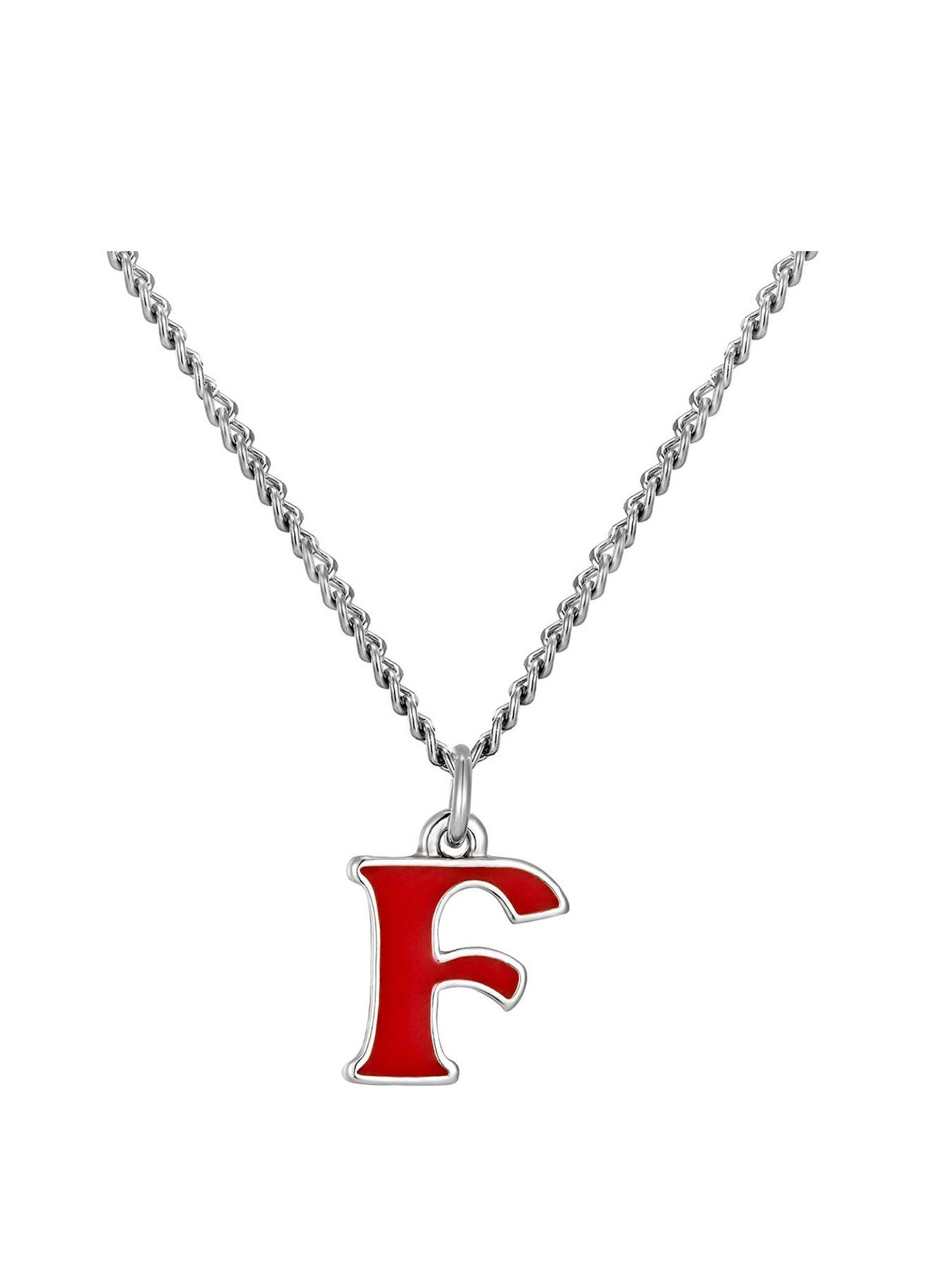 undefined Sterling Silver Enamel alphabet Charm with Chain - Red