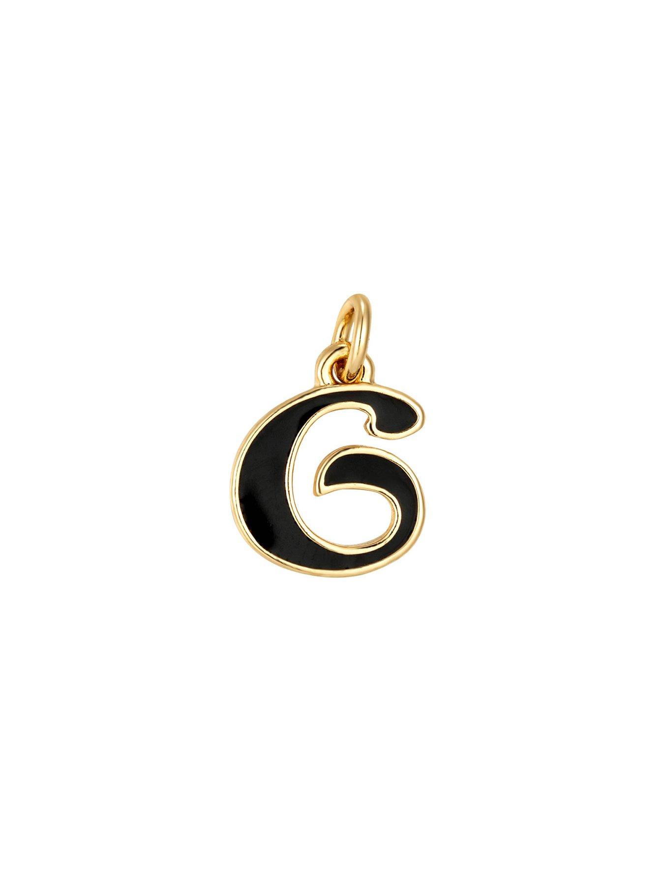 Image 3 of 4 of The Love Collection Gold Plated Enamel alphabet Charm with Chain - Black
