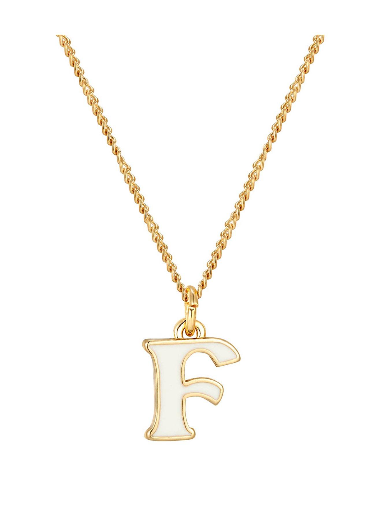 undefined Gold Plated Enamel alphabet Charm with Chain - White