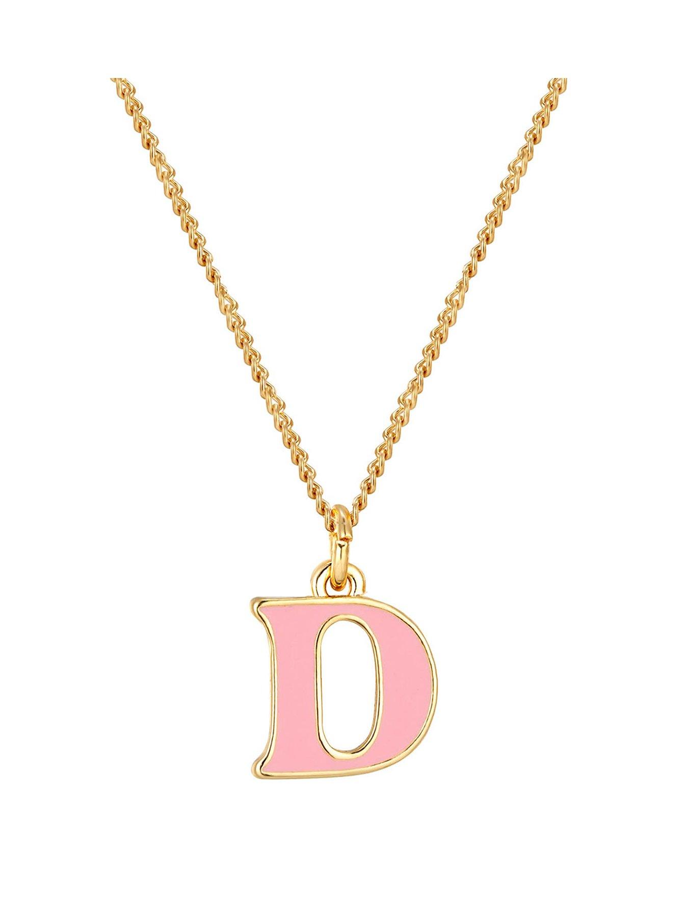 The Love Collection Gold Plated Enamel alphabet Charm with Chain - Pink