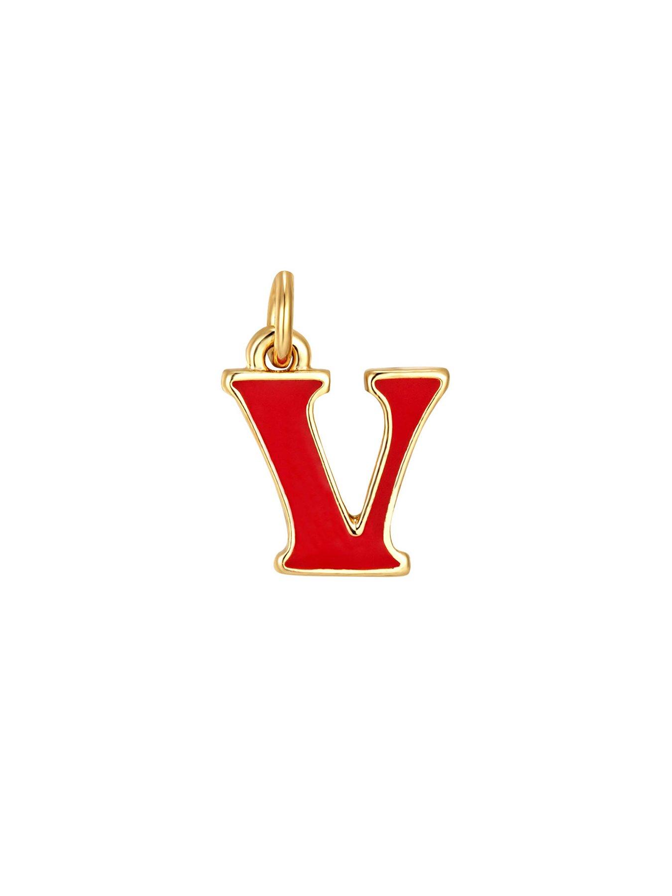  image of the-love-collection-gold-plated-enamel-alphabet-charm-with-chain-red
