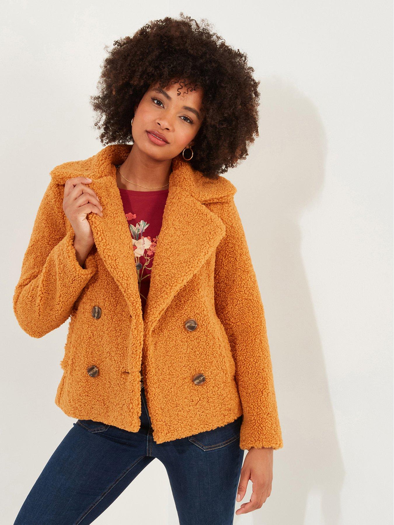 undefined Cropped Teddy Jacket - Mustard
