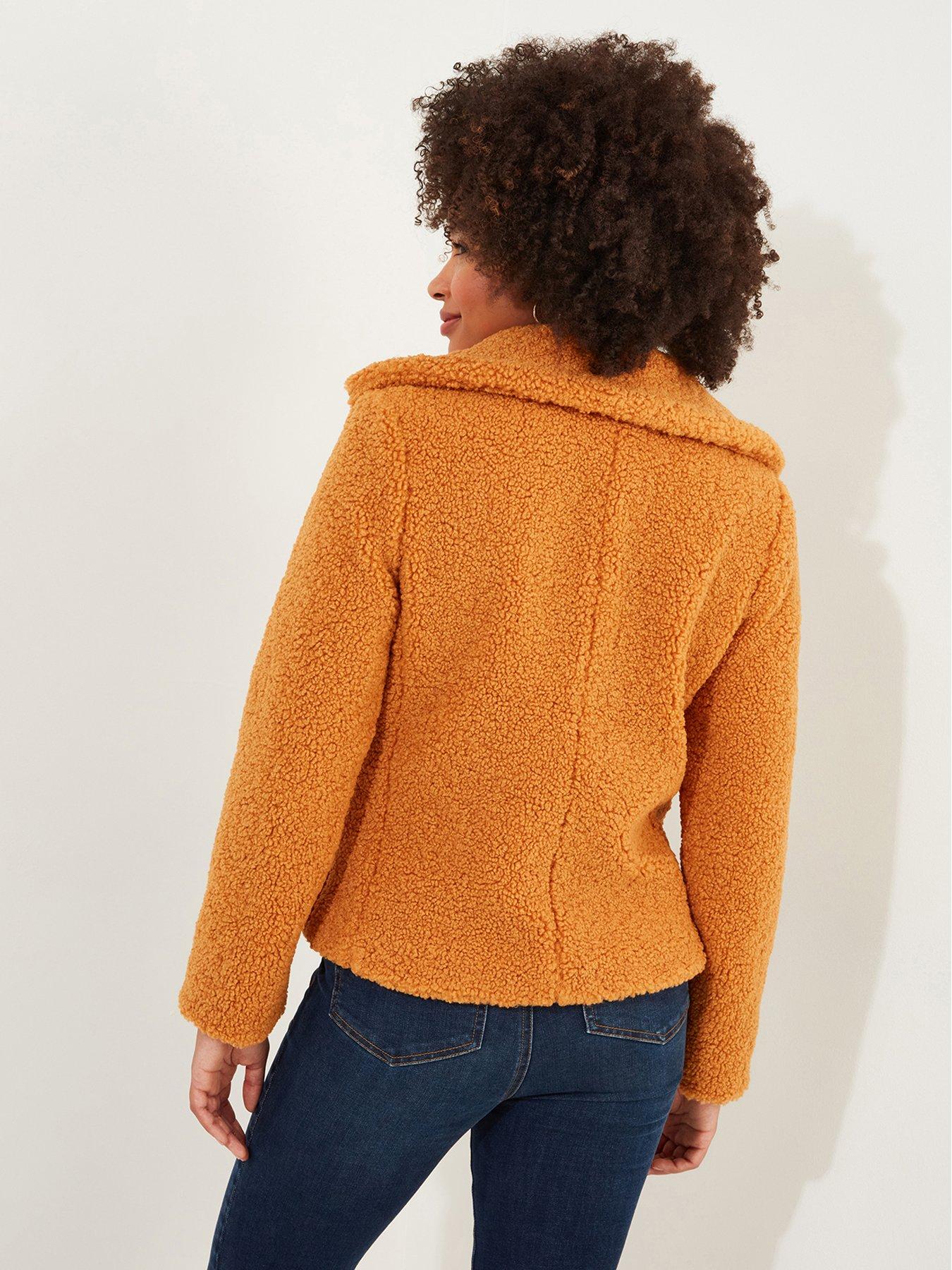  image of joe-browns-cropped-teddy-jacket-mustard