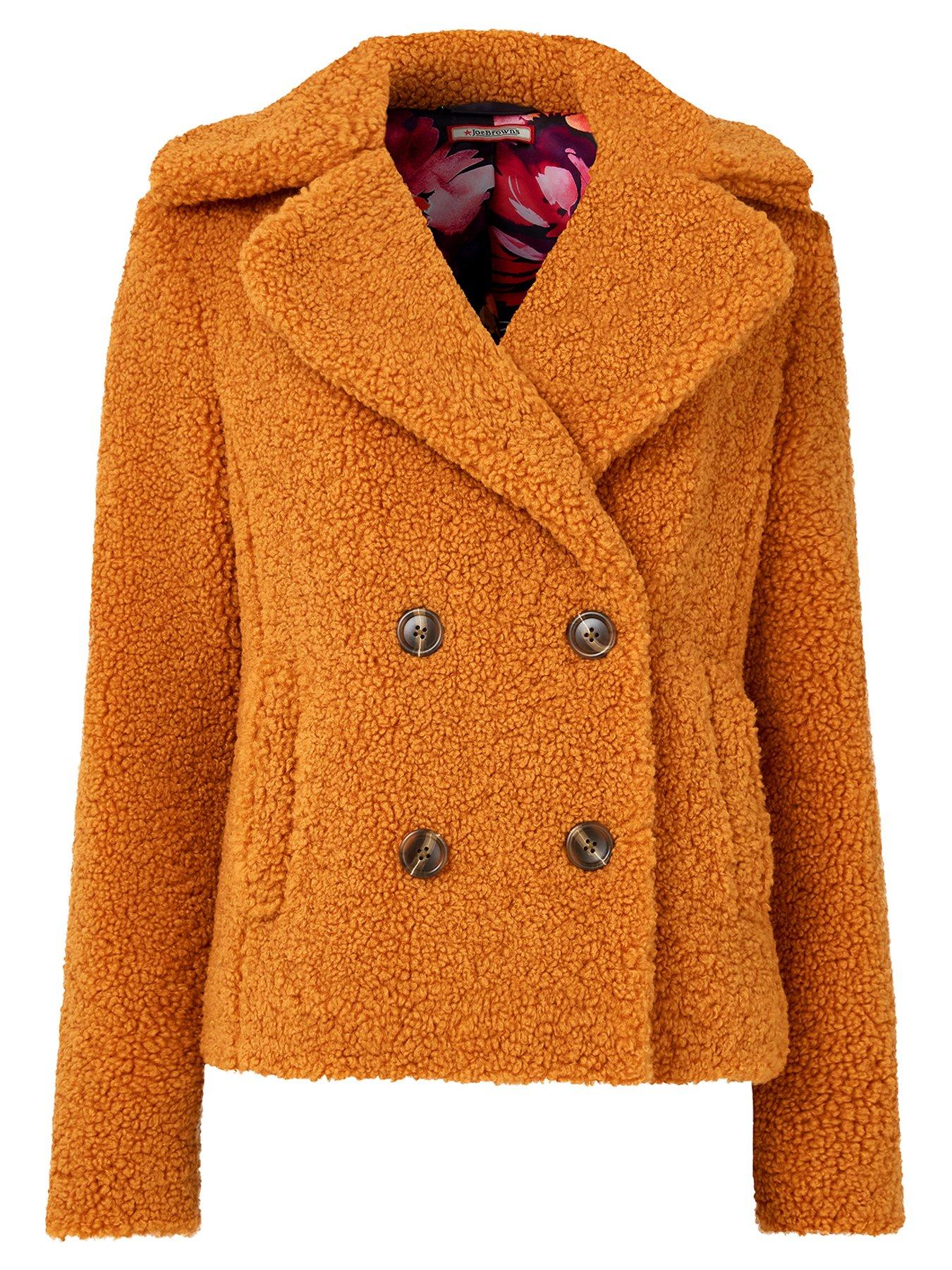  image of joe-browns-cropped-teddy-jacket-mustard
