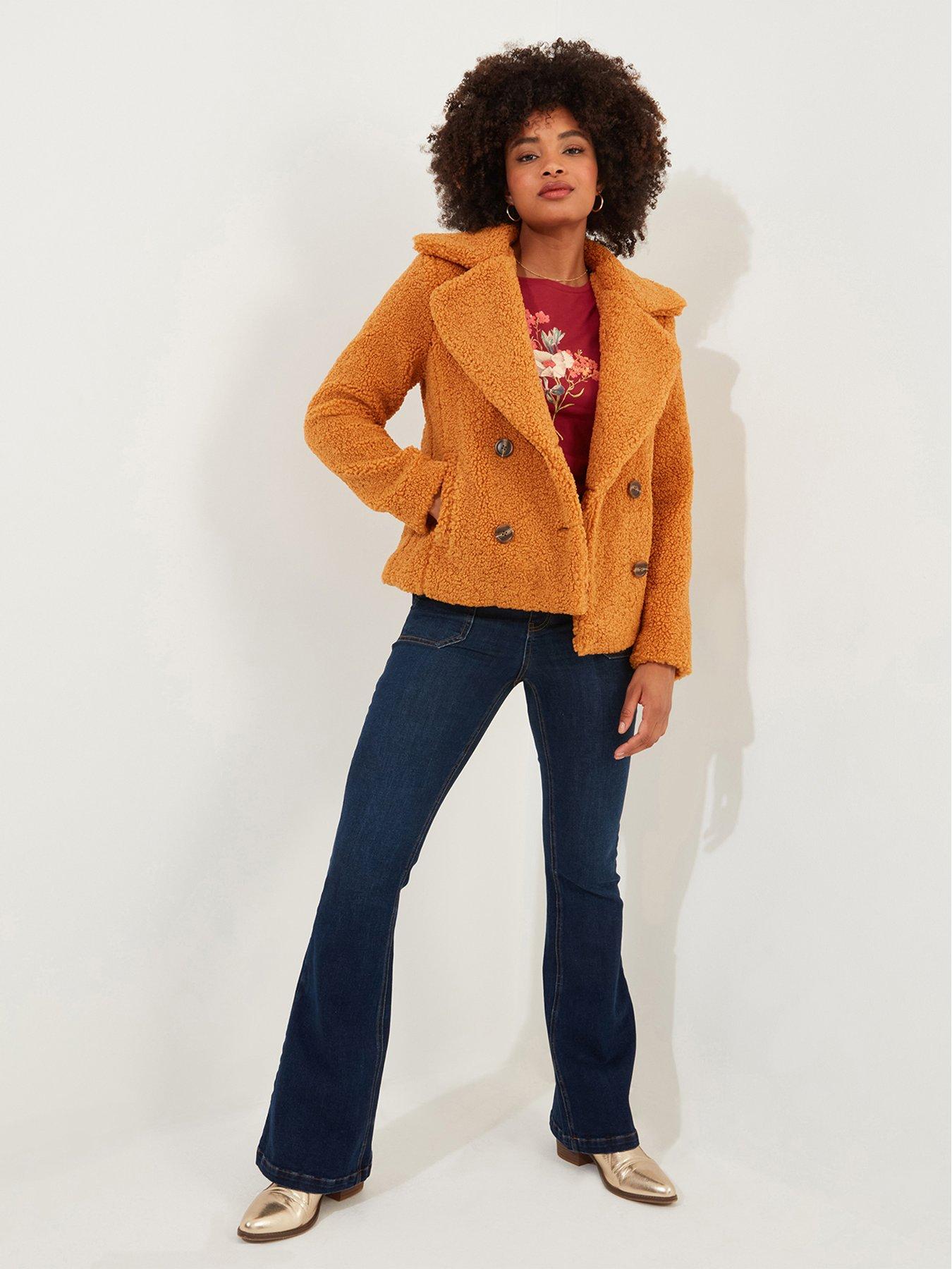  image of joe-browns-cropped-teddy-jacket-mustard