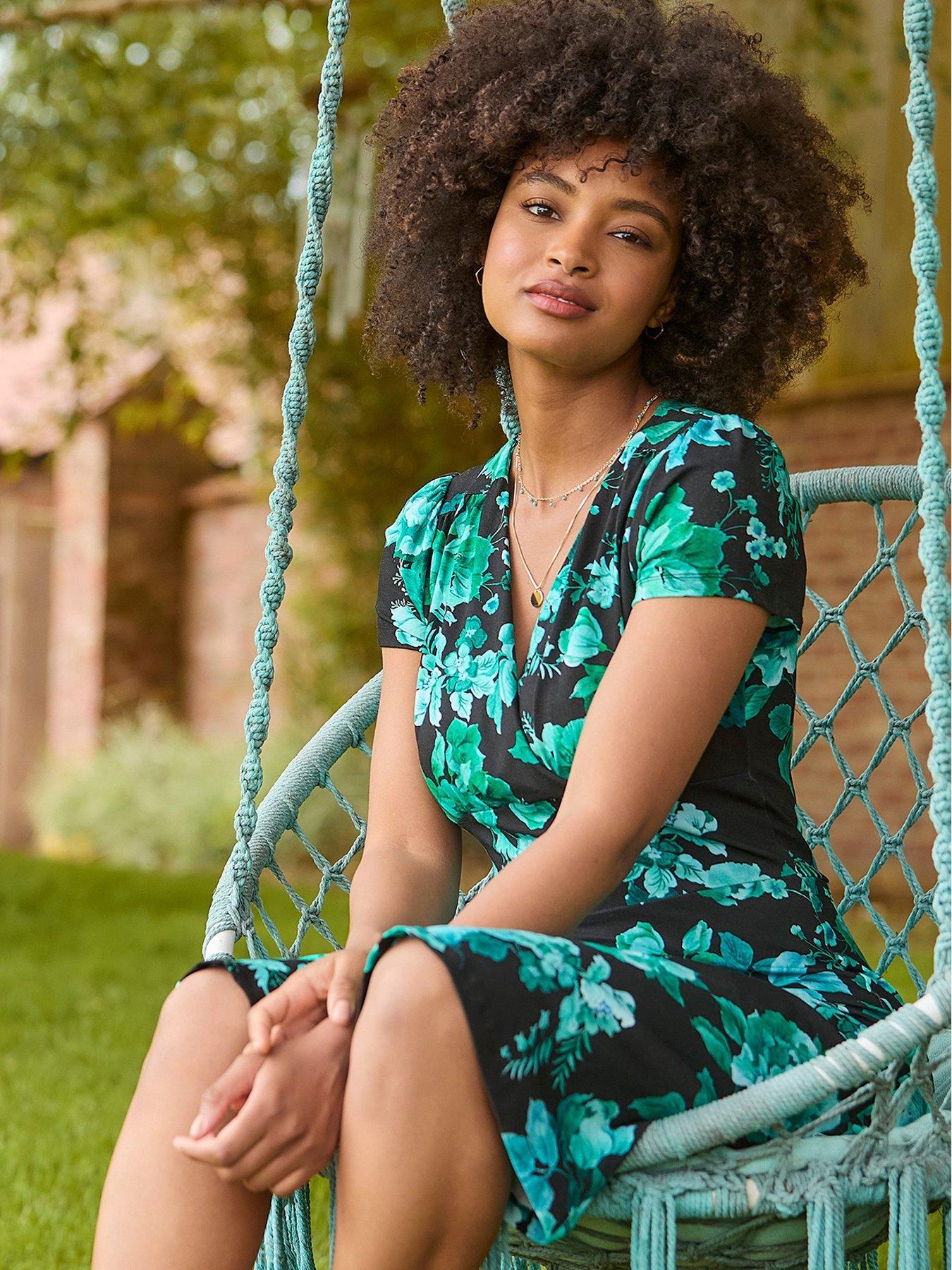  image of joe-browns-hallie-floral-printed-jersey-mini-dress-black