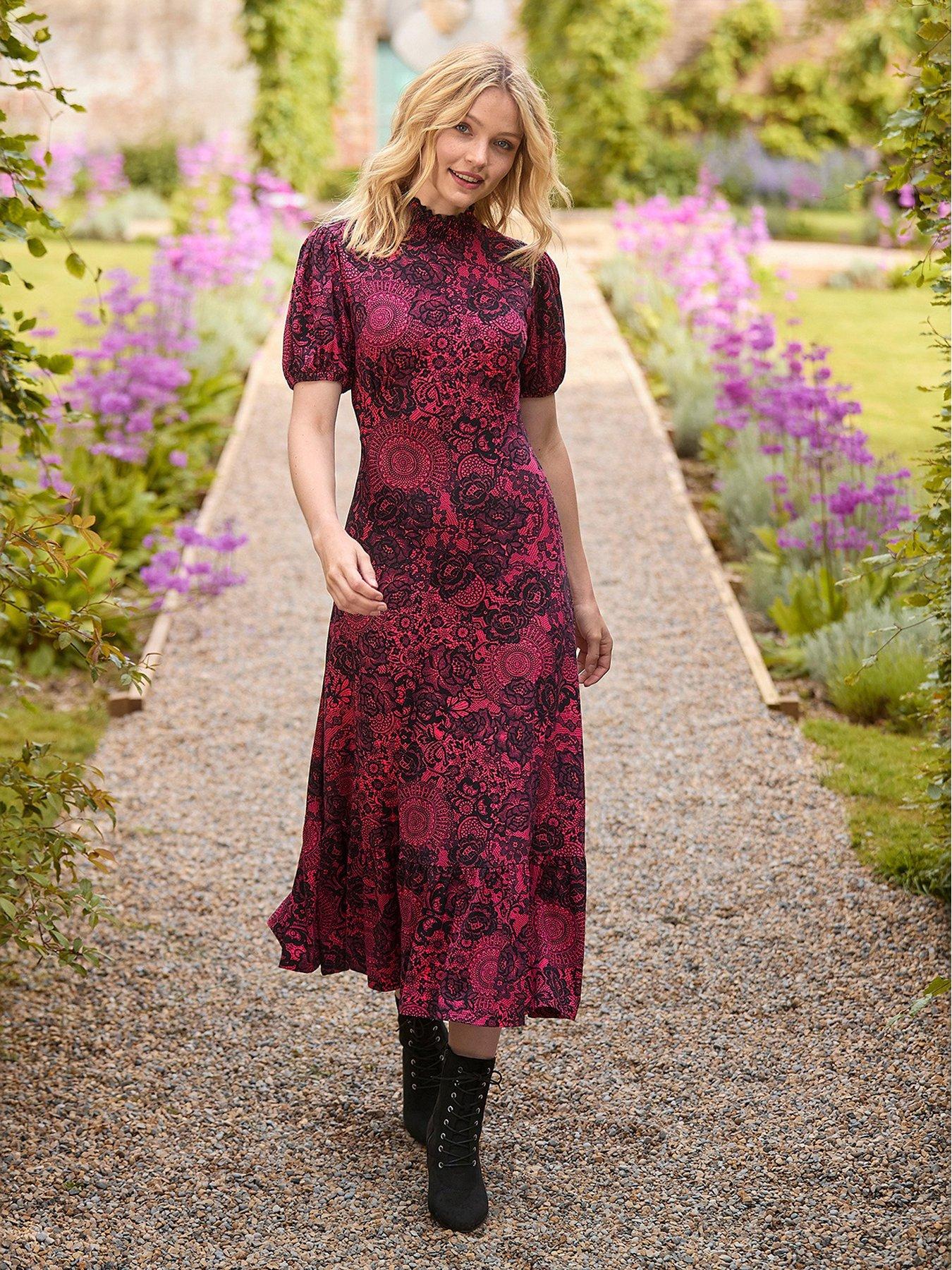 undefined Lovely Lace Print Jersey Dress