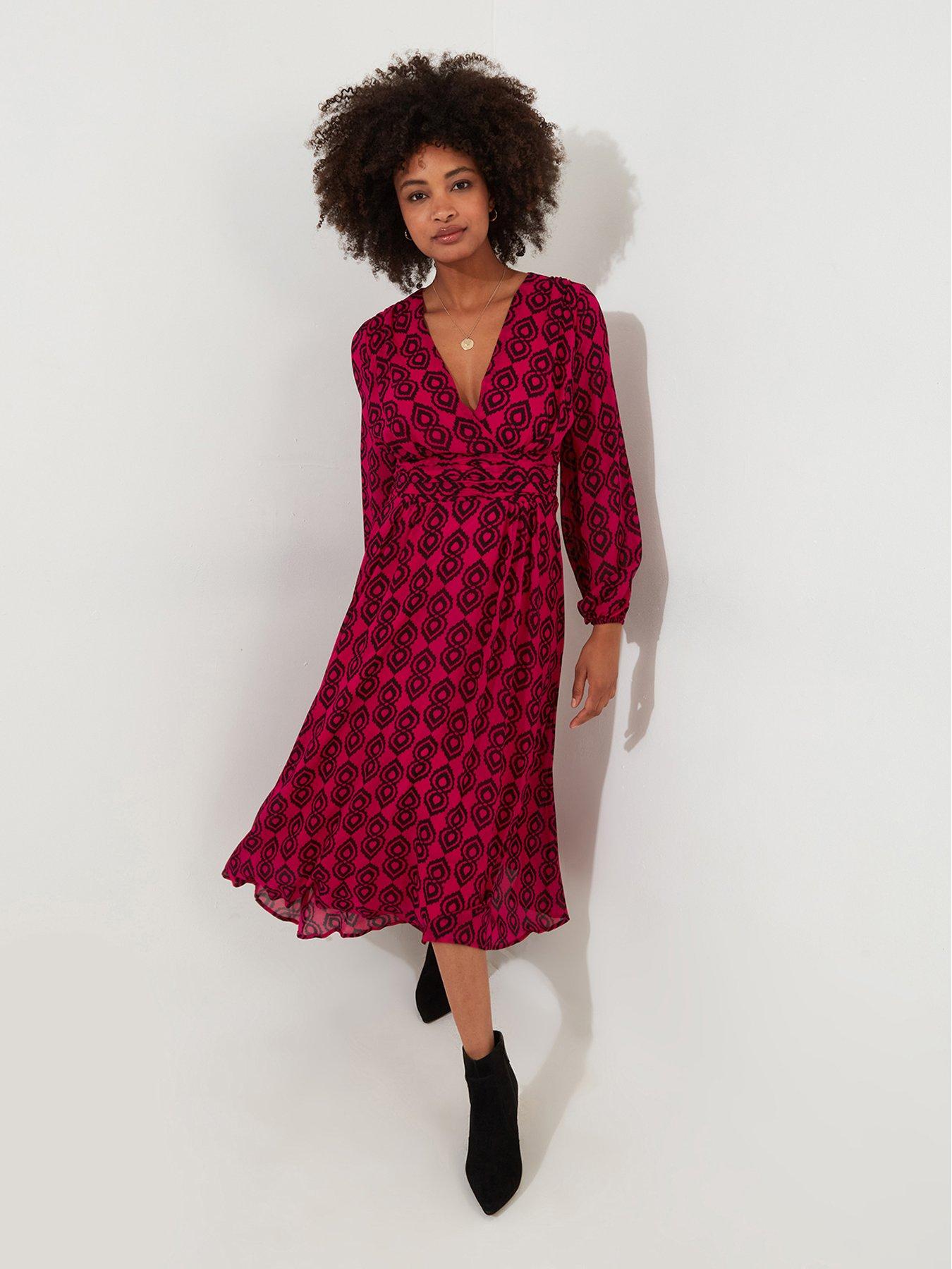 undefined Geometric Print Midi Dress - Pink