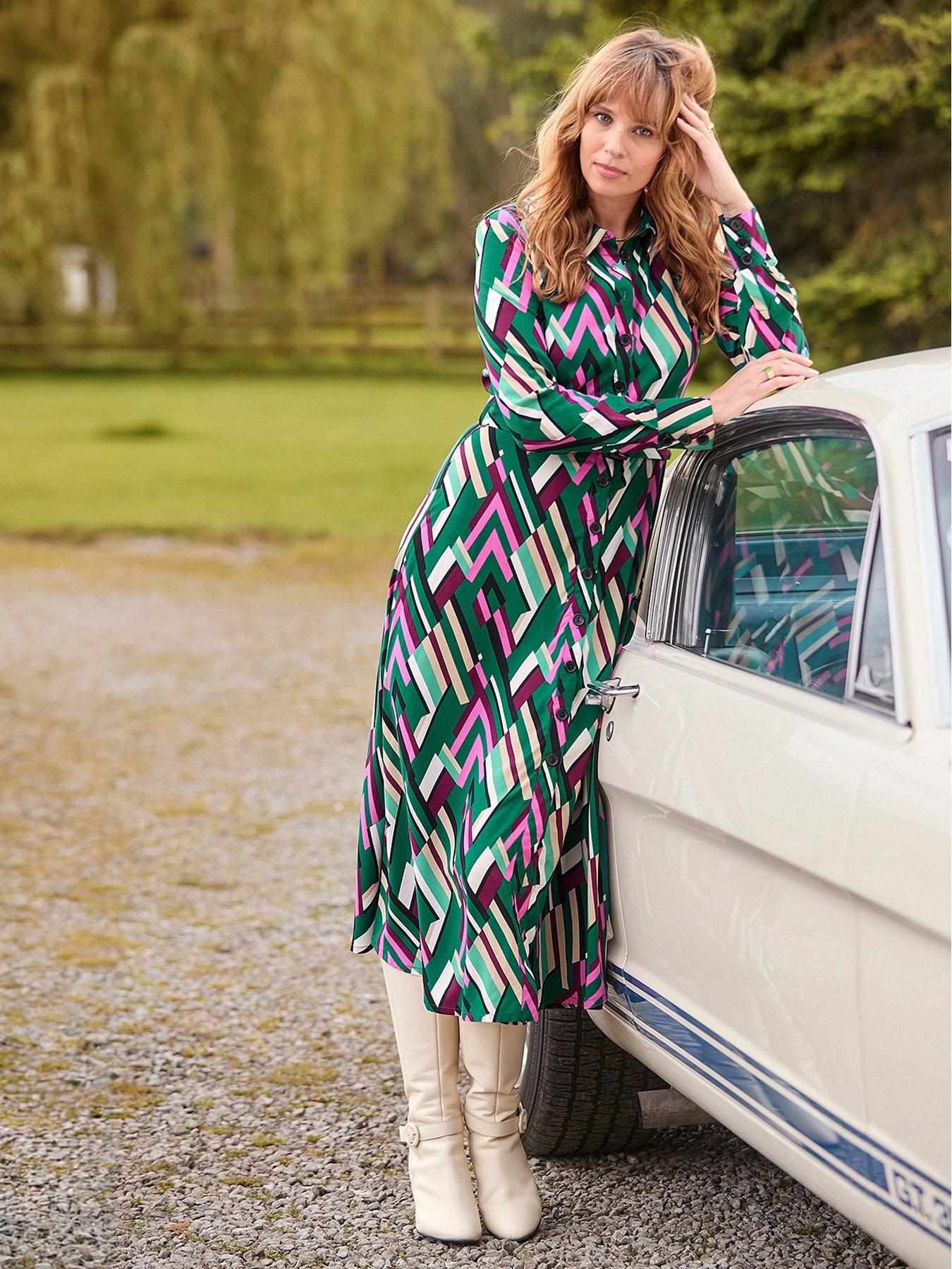 undefined Geometric Print Shirt Dress - Multi