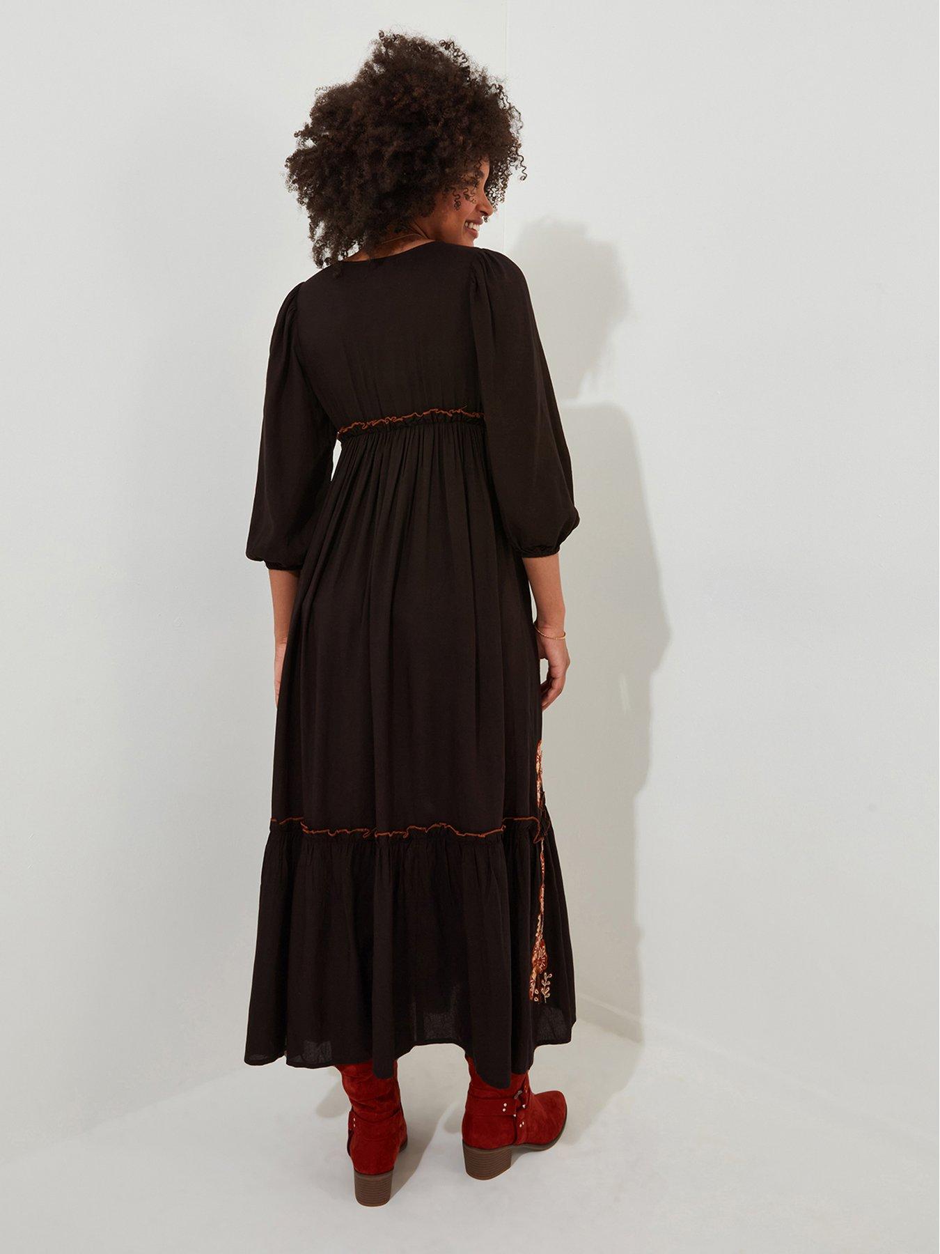  image of joe-browns-embroidered-boho-black-dress
