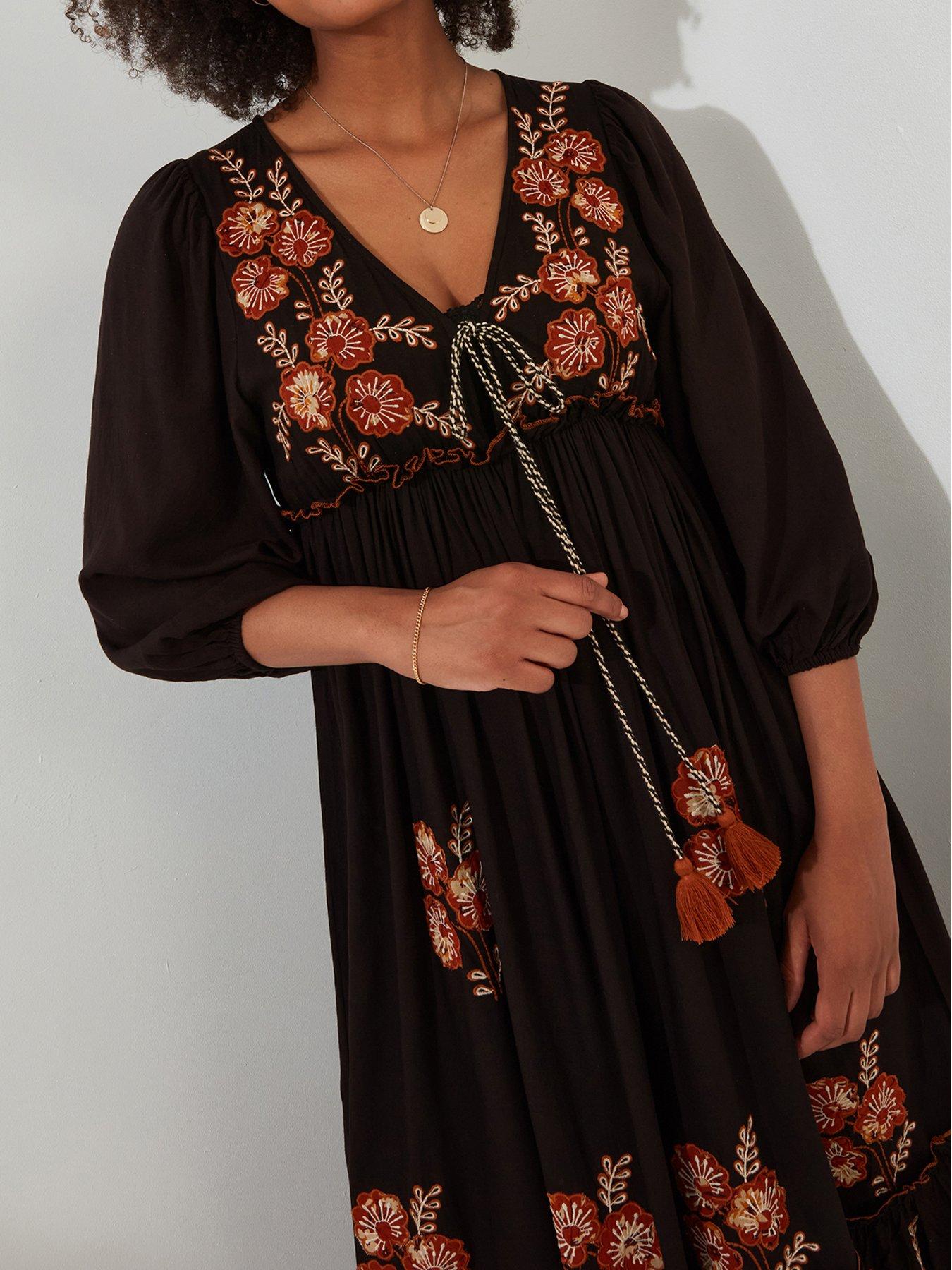  image of joe-browns-embroidered-boho-black-dress