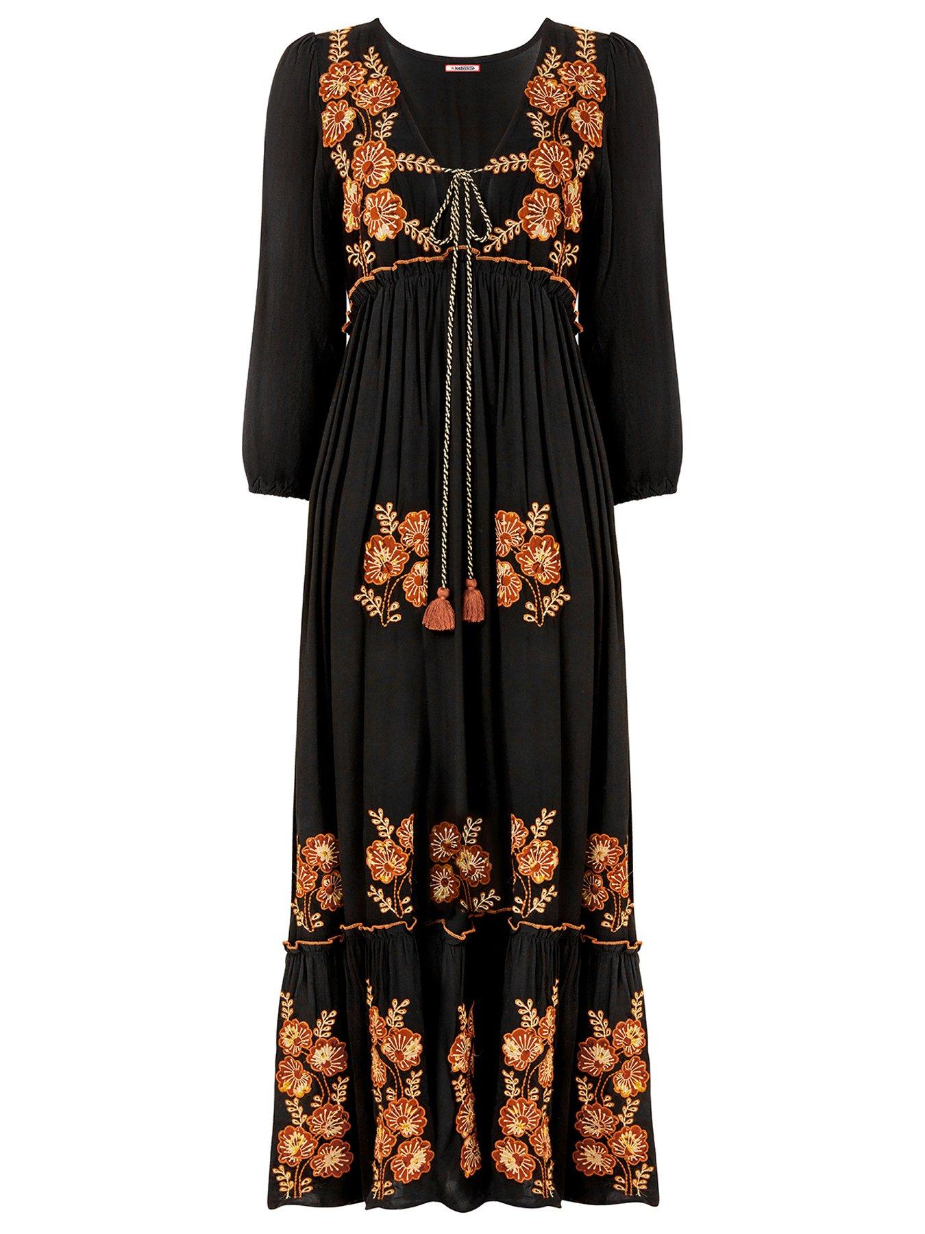  image of joe-browns-embroidered-boho-black-dress