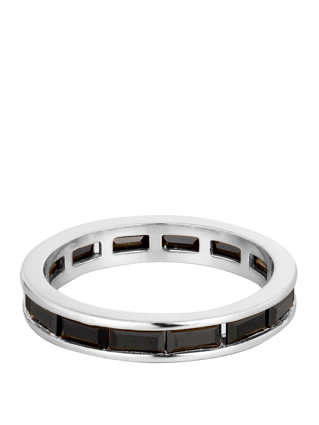 Seol + Gold Black Cz Eternity Ring - Silver