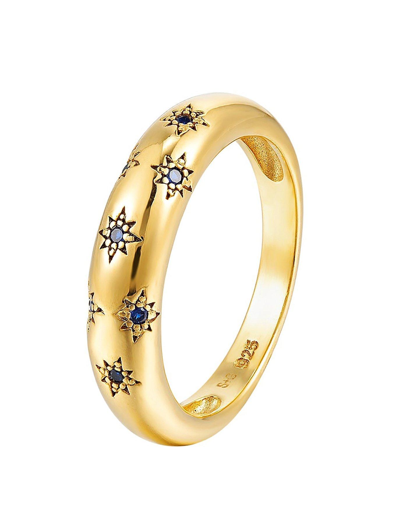 Image 3 of 5 of Seol + Gold Starry Sapphire Domed Ring