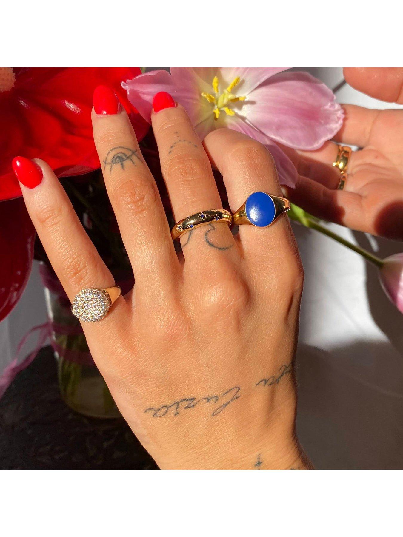 Image 4 of 5 of Seol + Gold Starry Sapphire Domed Ring