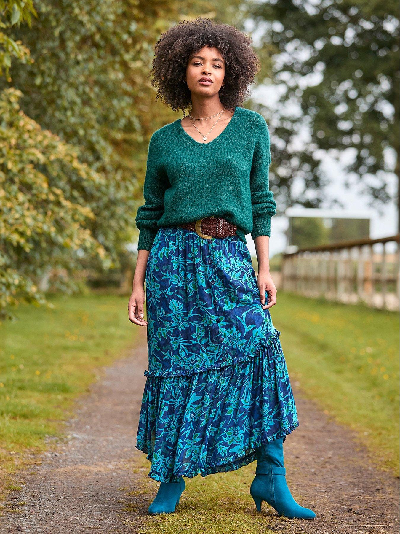 undefined V-neck Knitted Jumper - Green
