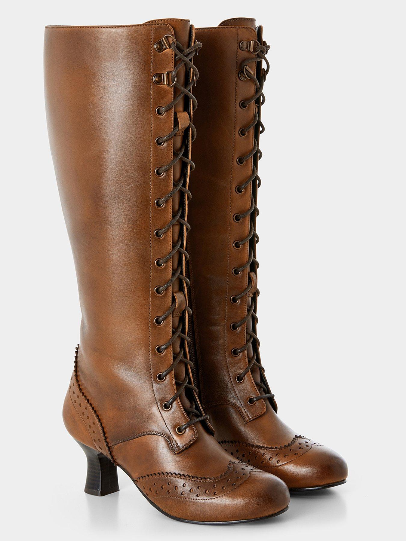  image of joe-browns-lace-up-leather-boots-brown