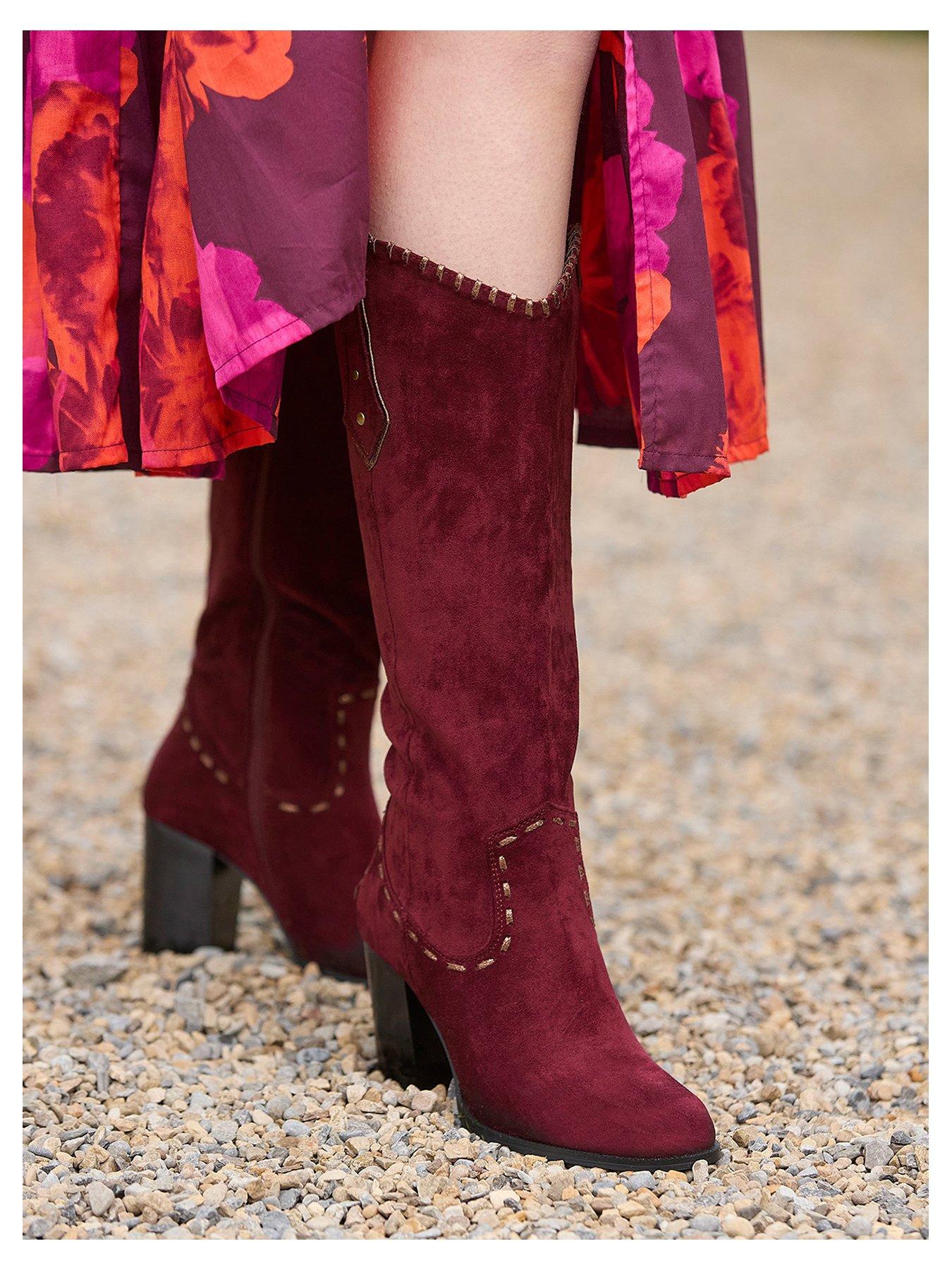  image of joe-browns-suede-western-calf-boot-pink
