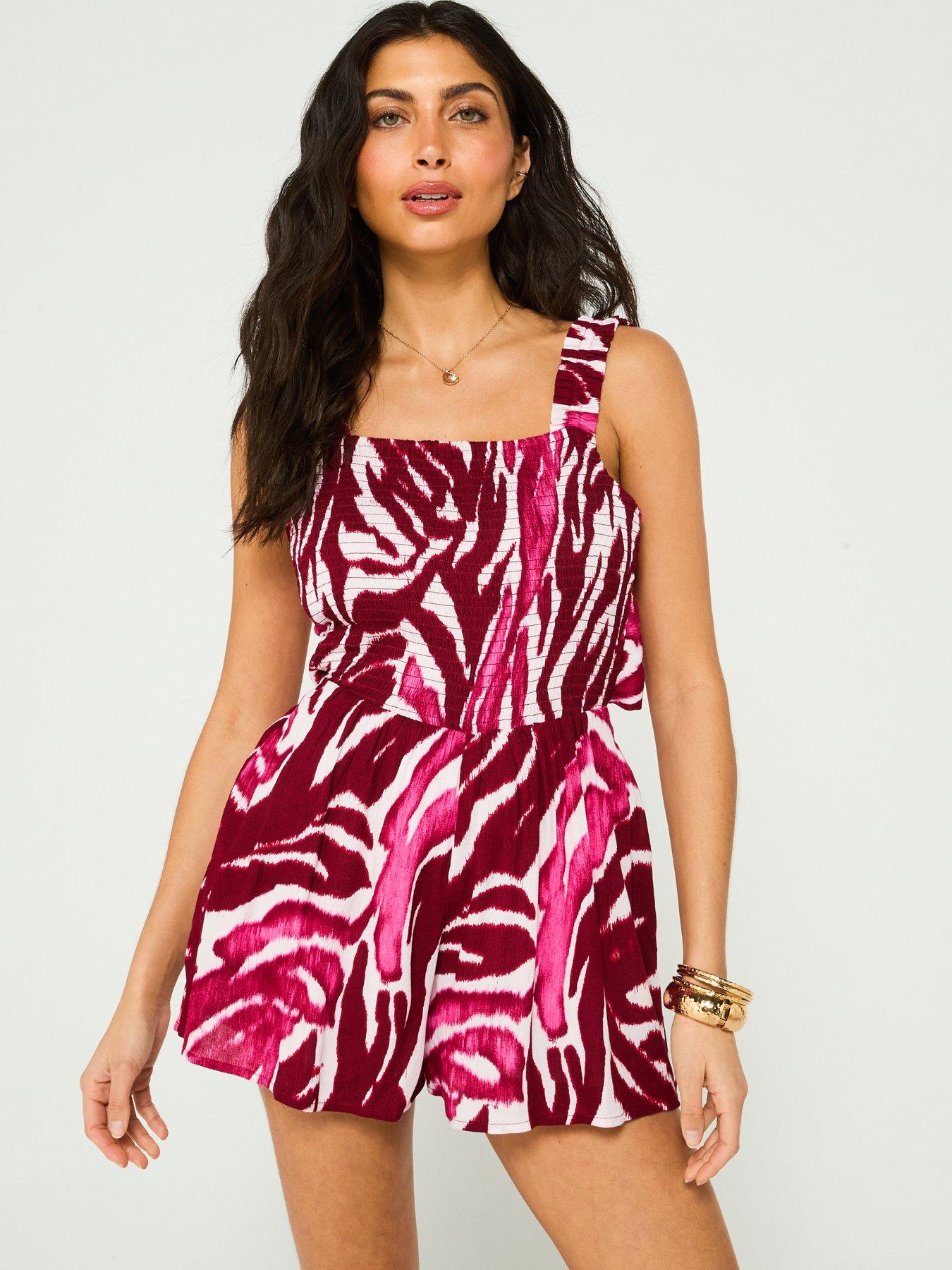  image of v-by-very-tie-back-playsuit-print