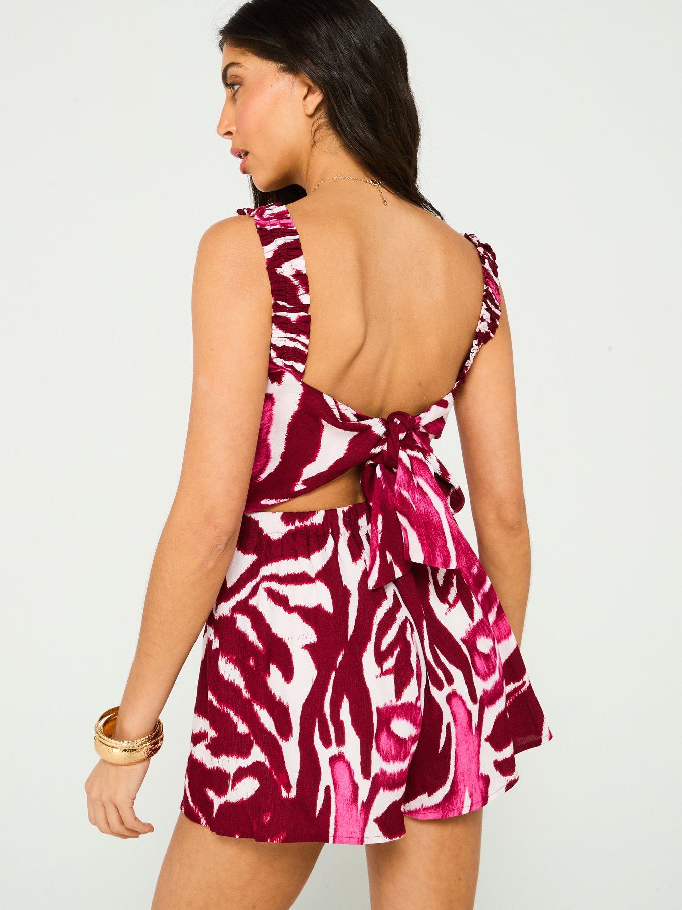  image of v-by-very-tie-back-playsuit-print