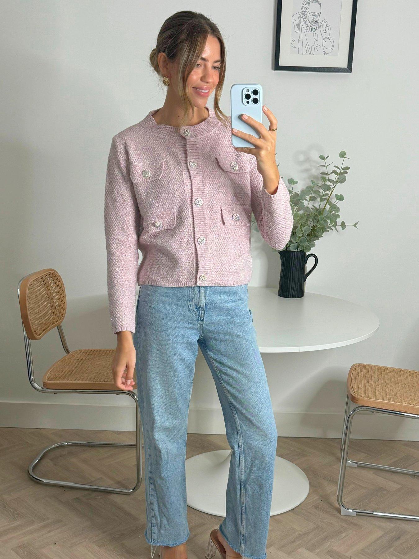  image of style-cheat-textured-knitted-cardigan-pink