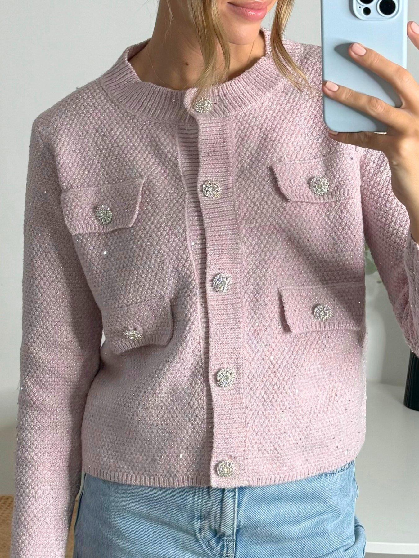  image of style-cheat-textured-knitted-cardigan-pink