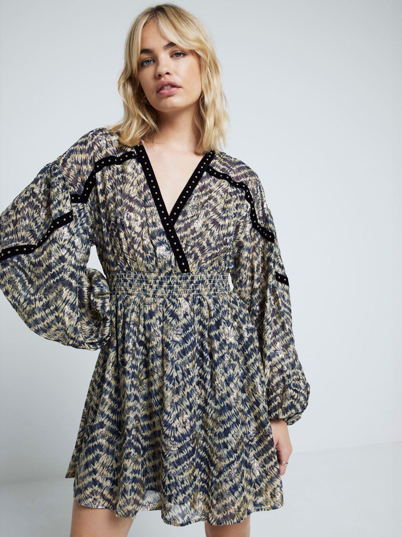 undefined Printed Mini Dress - Green