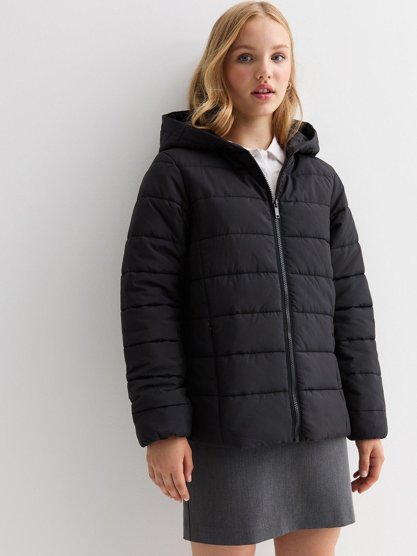 Black padded coat girls sale