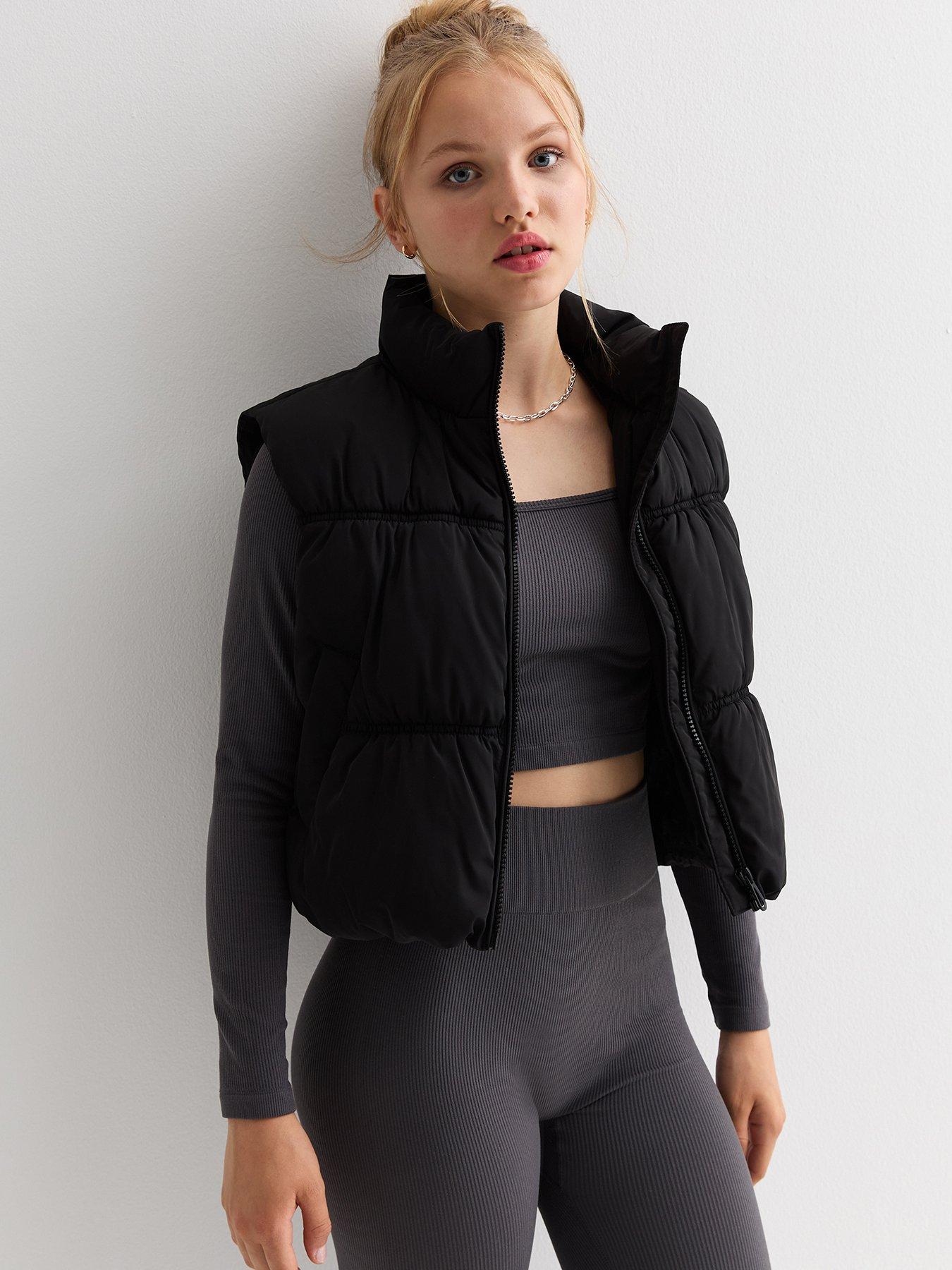 Jacket Girls Black Gilet New Look 915 Girls Black Hooded Crop