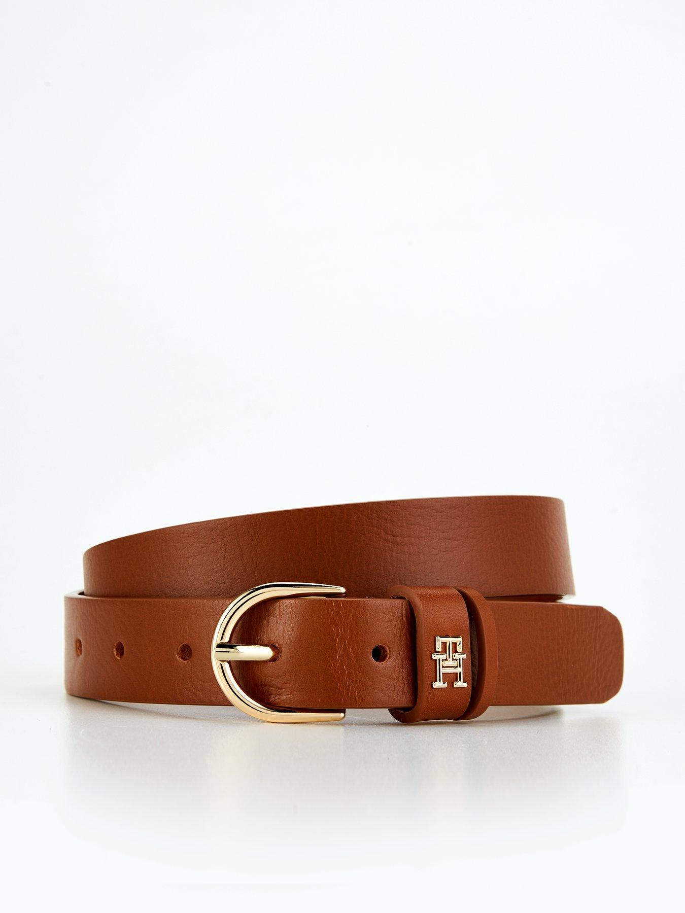 Image 1 of 4 of Tommy Hilfiger Monogram Leather Belt - Brown