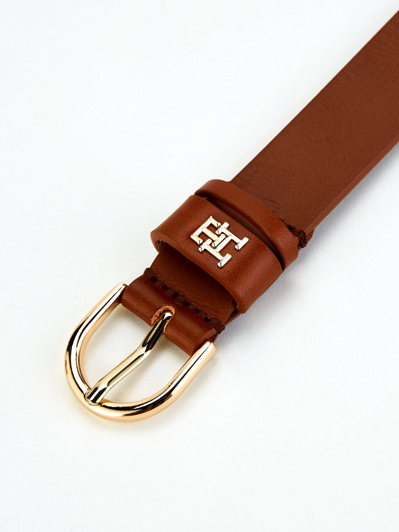 Image 3 of 4 of Tommy Hilfiger Monogram Leather Belt - Brown