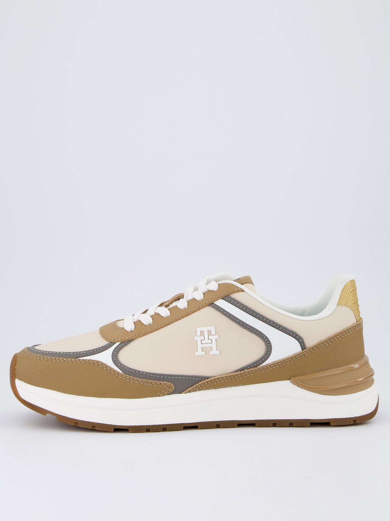  image of tommy-hilfiger-leather-runner-trainer-beige