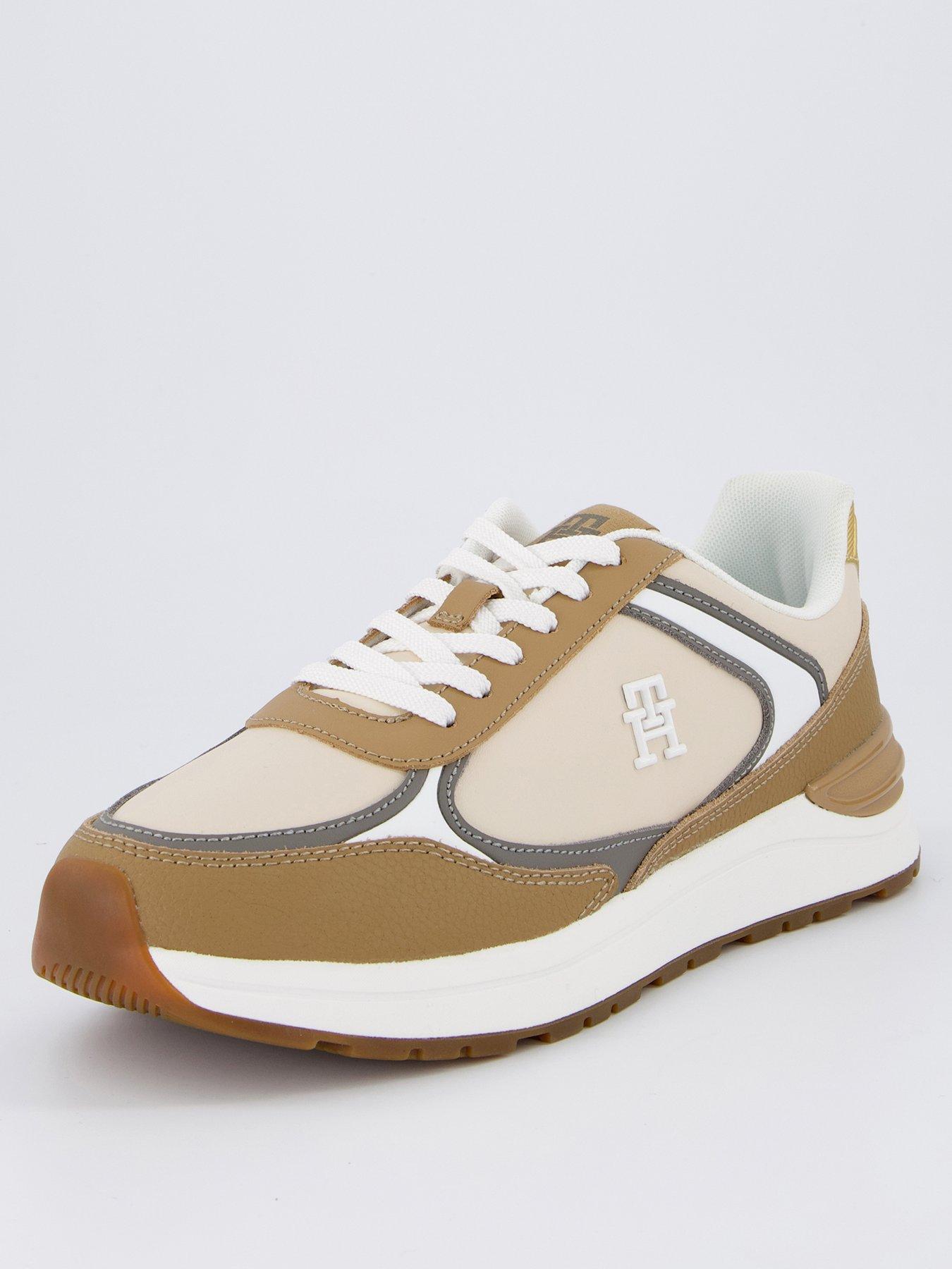  image of tommy-hilfiger-leather-runner-trainer-beige