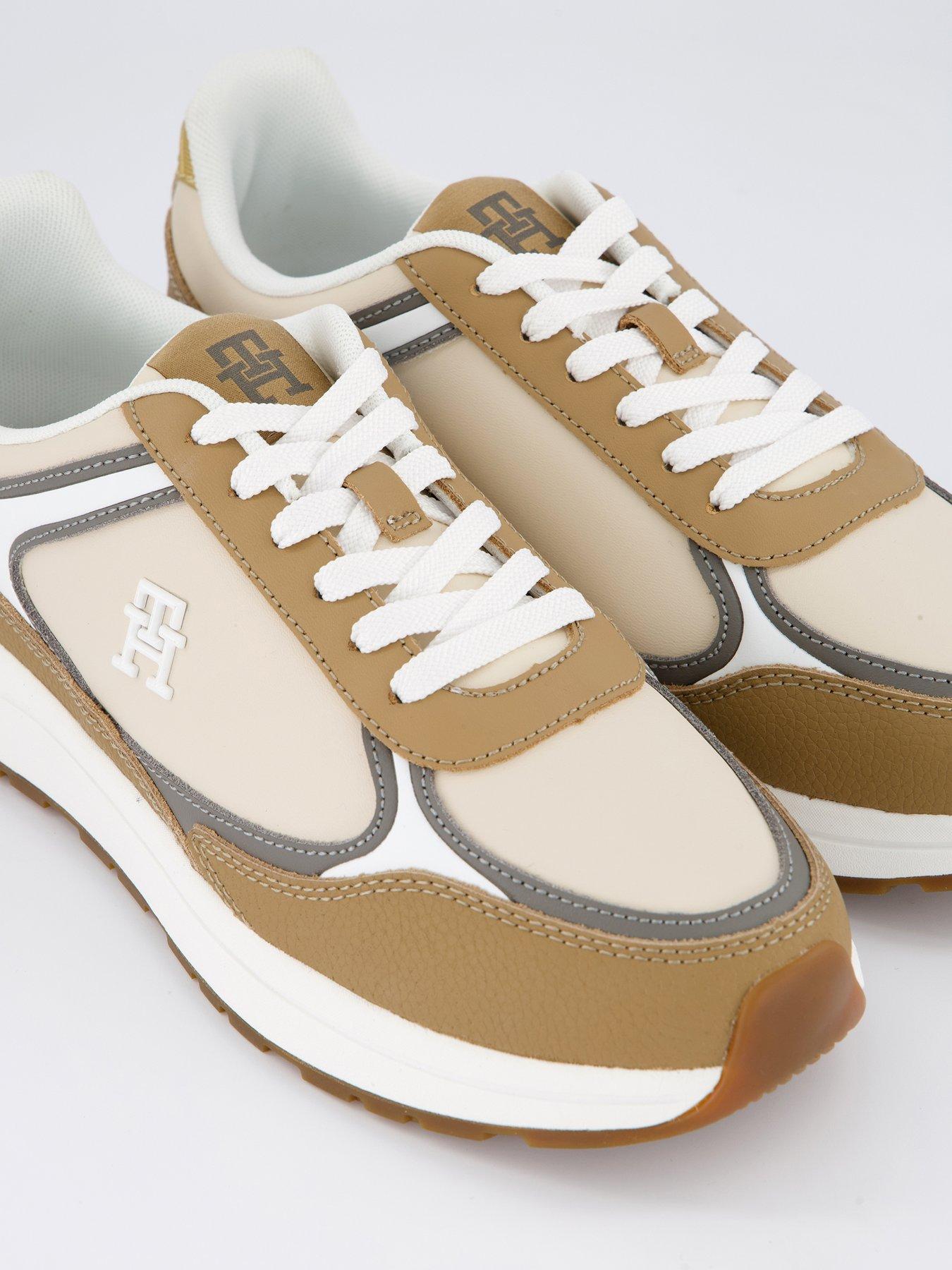  image of tommy-hilfiger-leather-runner-trainer-beige