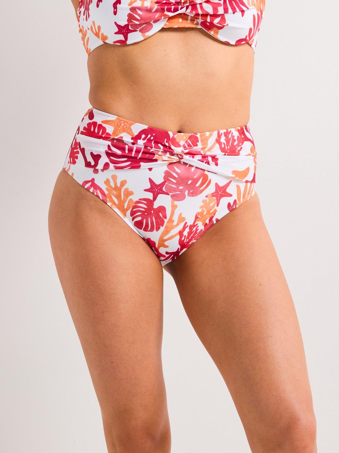  image of v-by-very-twist-detail-high-waisted-brief-print