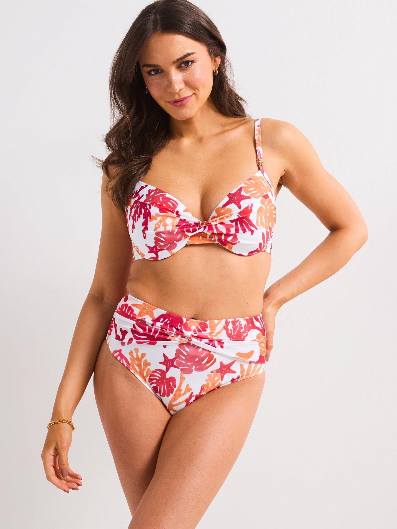  image of v-by-very-twist-detail-high-waisted-brief-print