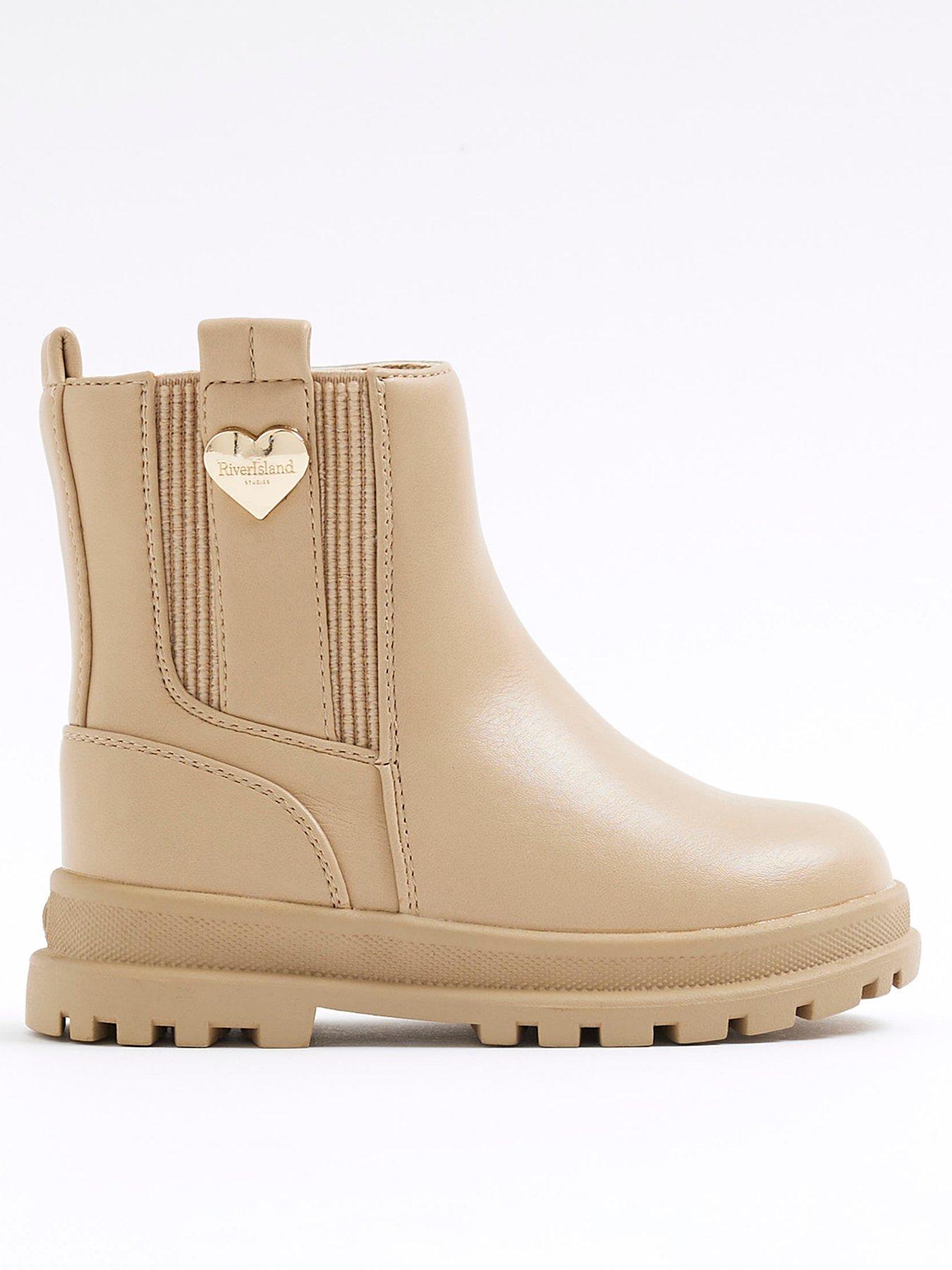 undefined Mini Girl Patent Stud Chelsea Boot - Beige
